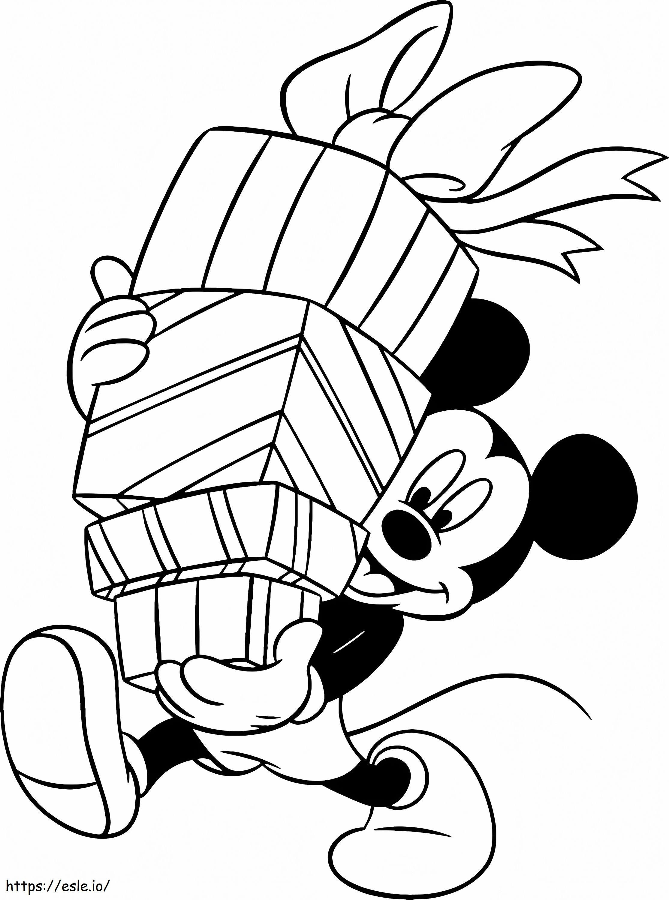 Mickey Mouse met cadeautjes kleurplaat kleurplaat