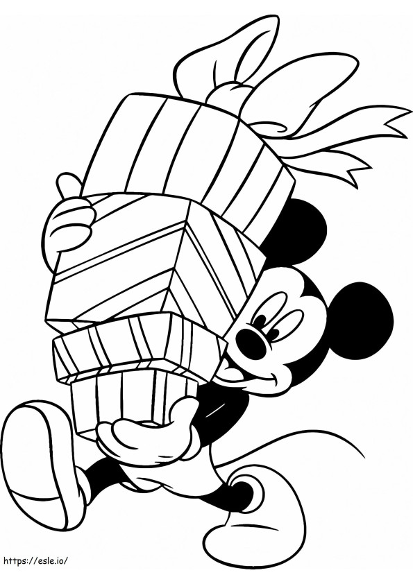 Mickey Mouse con regalos para colorear