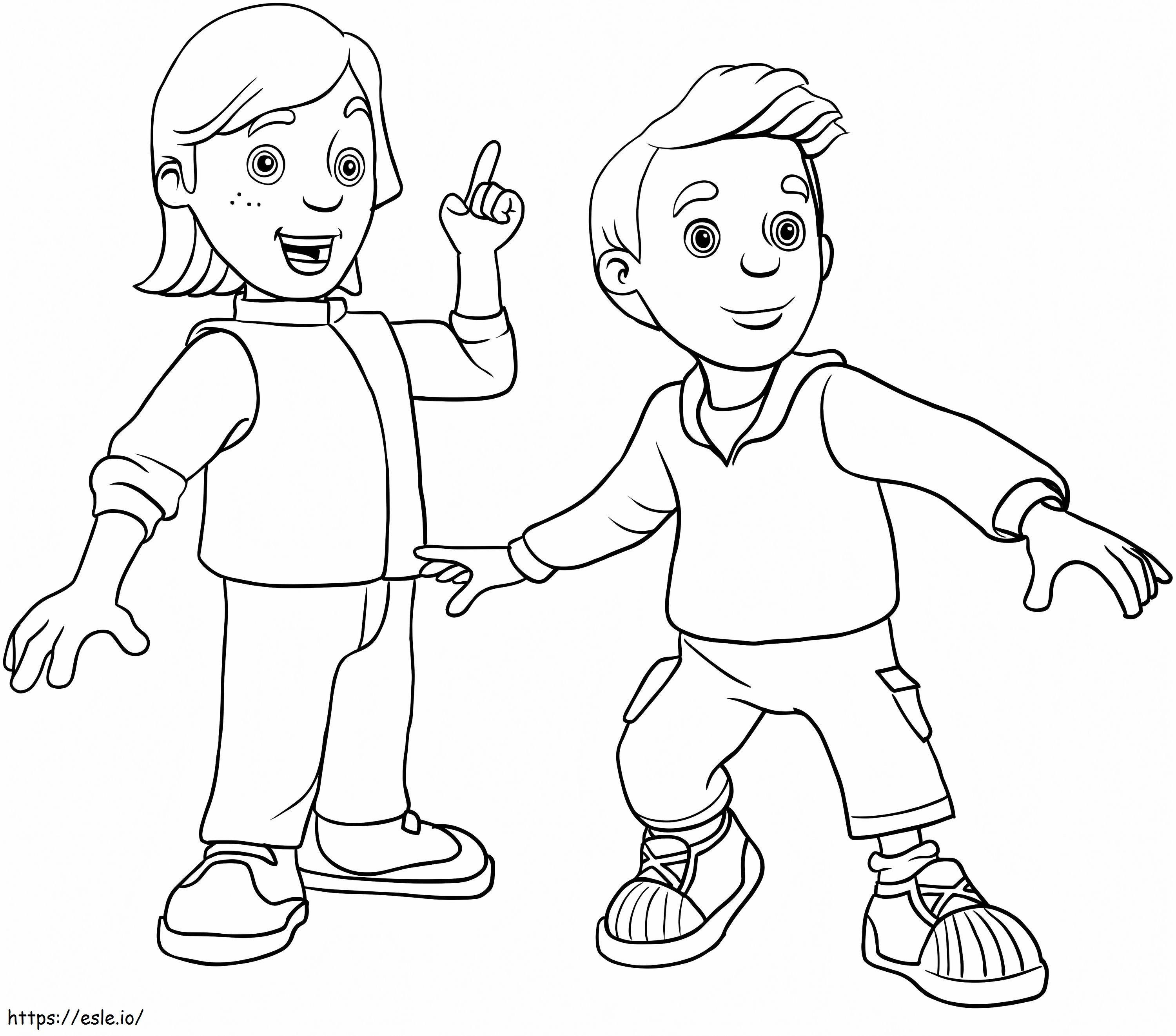 Sarah And James From Fireman Sam coloring page
