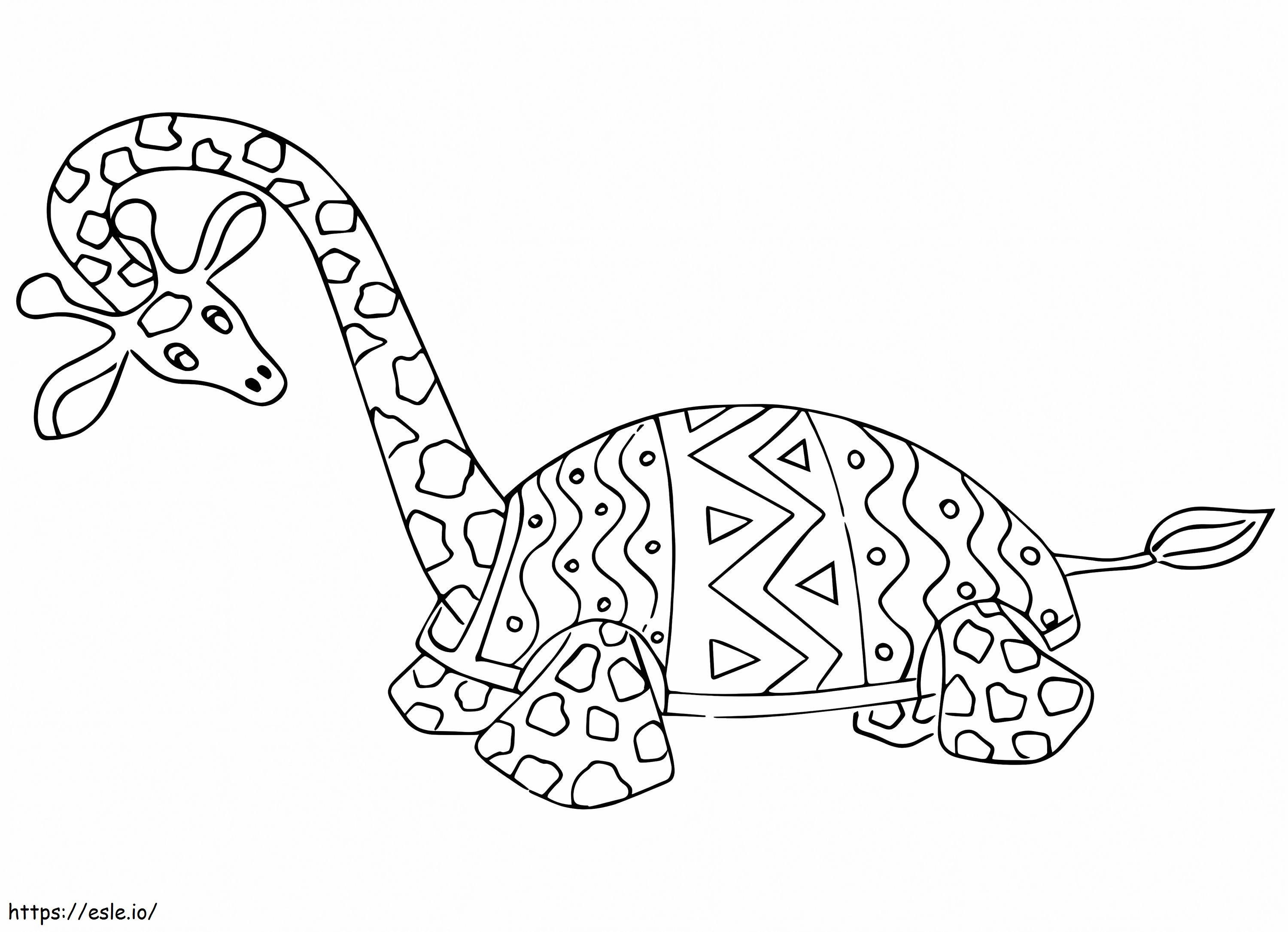 Turtle Giraffe Alebrijes coloring page