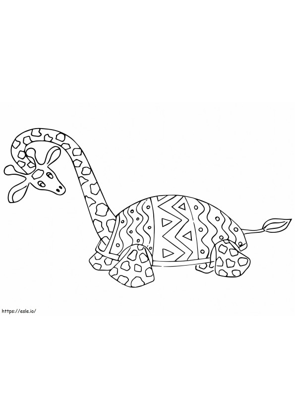 Schildpad Giraf Alebrijes kleurplaat