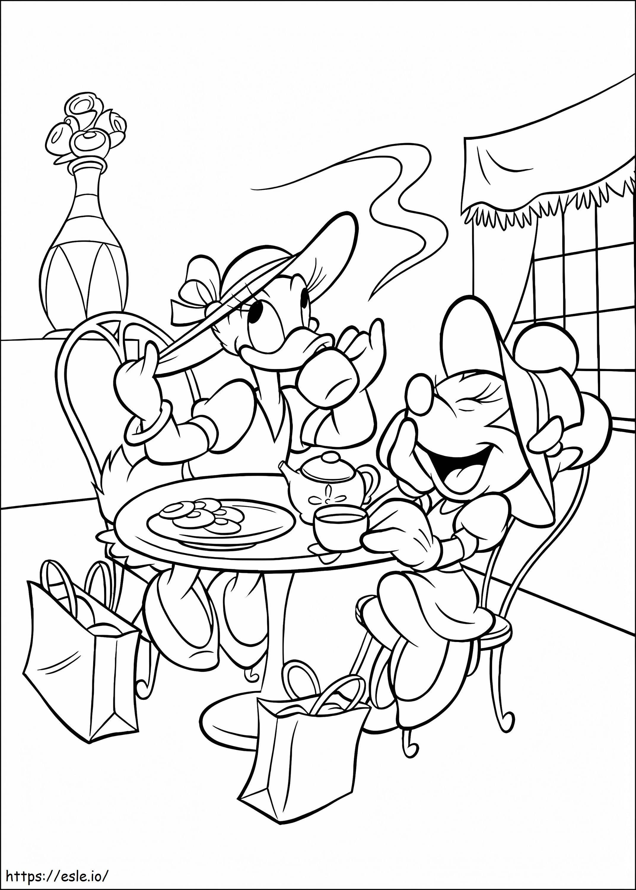 デイジーダックとミニーマウスのアンフィエスタ ぬりえ - 塗り絵