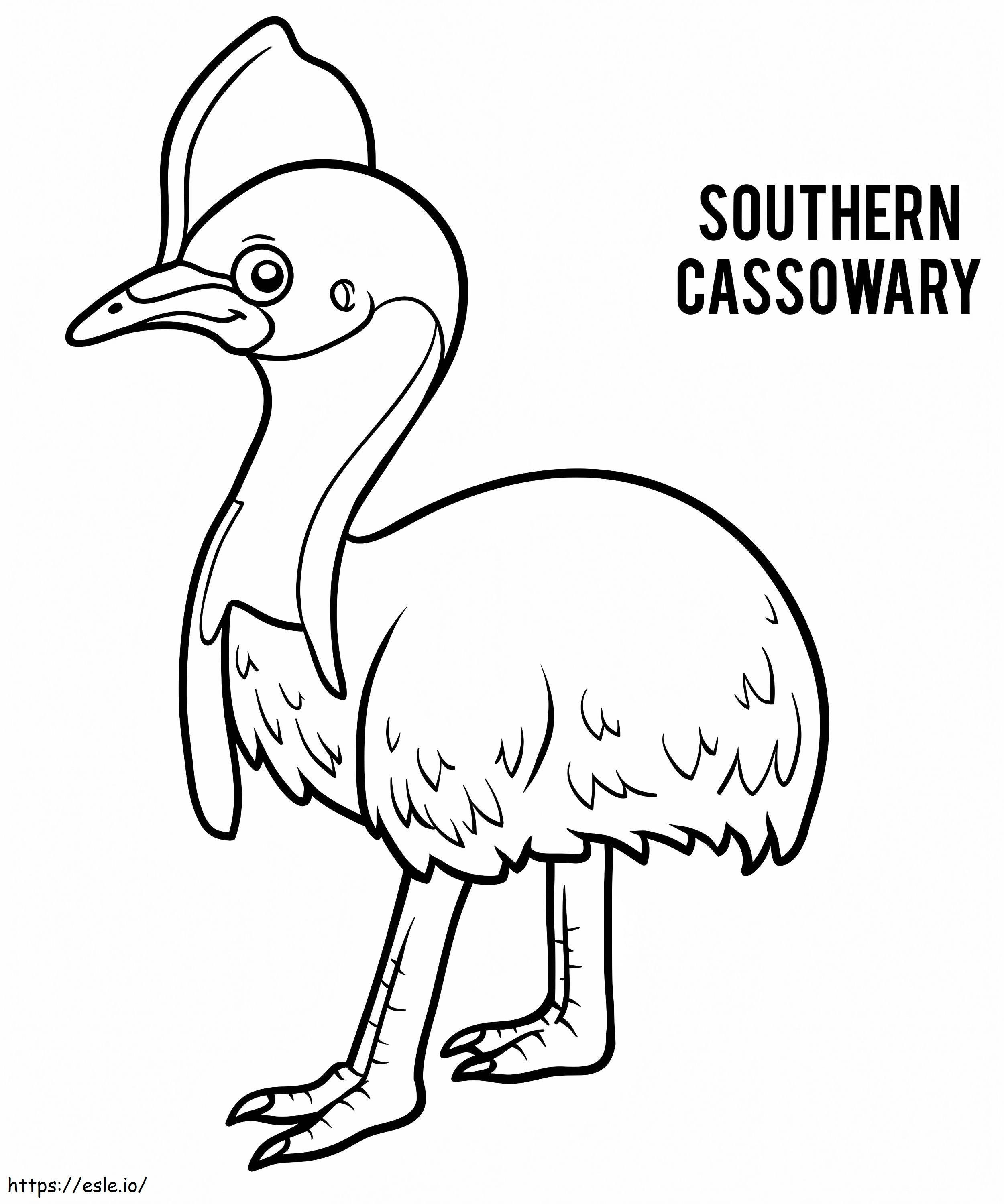Cute Southern Cassowary coloring page