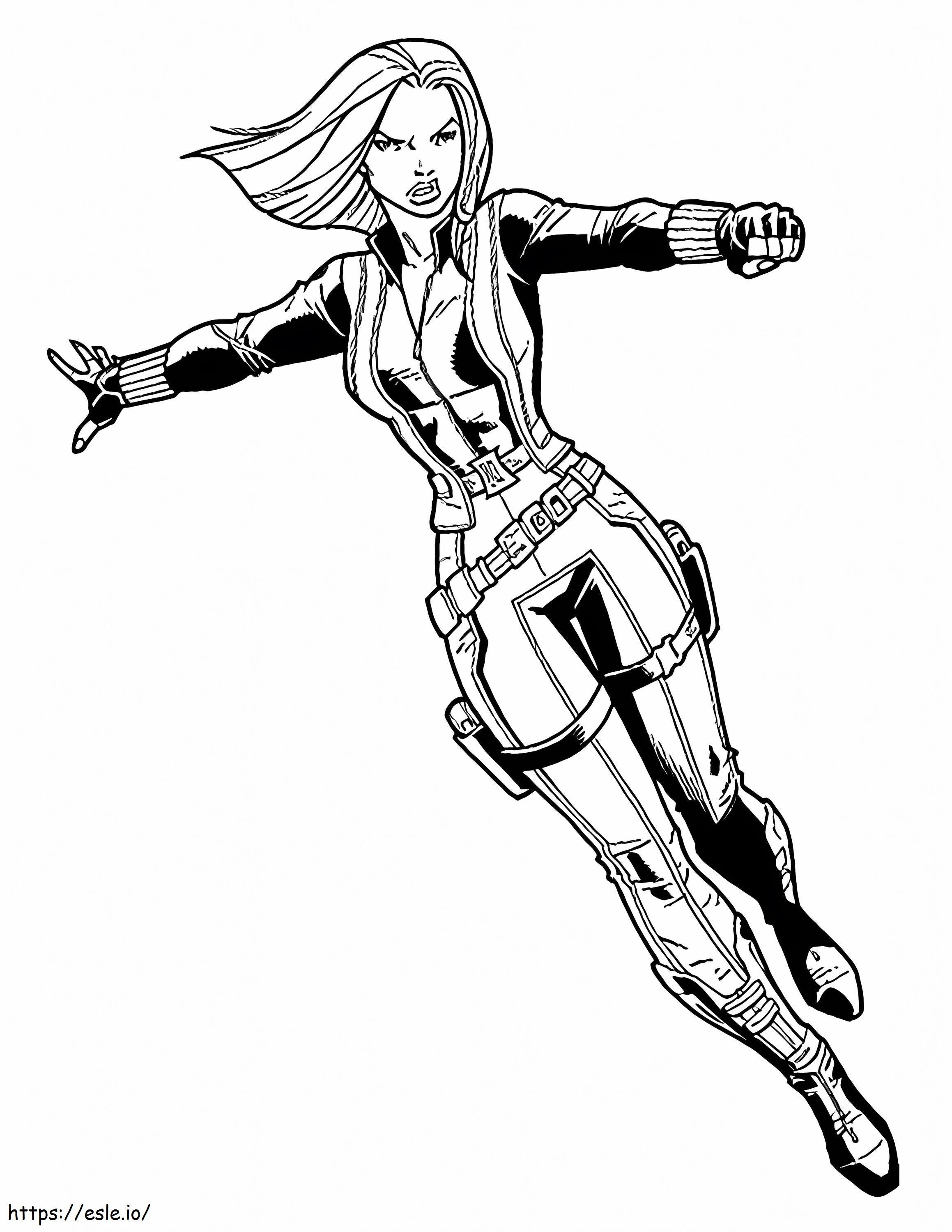 Action Black Widow coloring page