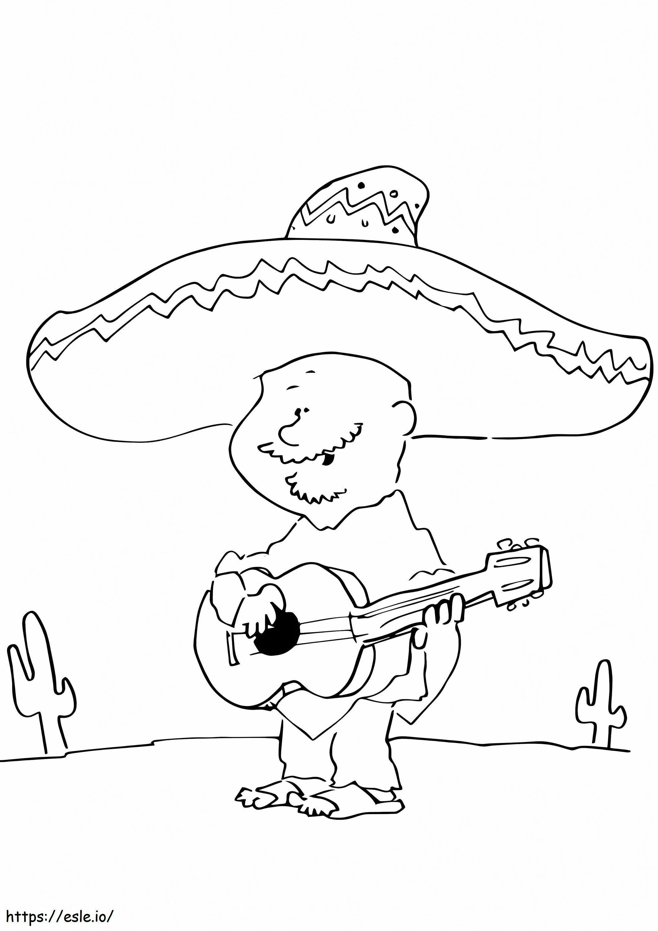 Bermain Gitar Meksiko Gambar Mewarnai
