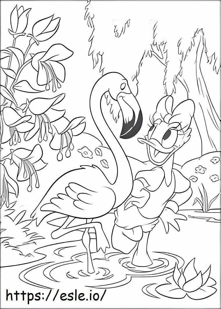 Daisy Duck mit Flamingo ausmalbilder