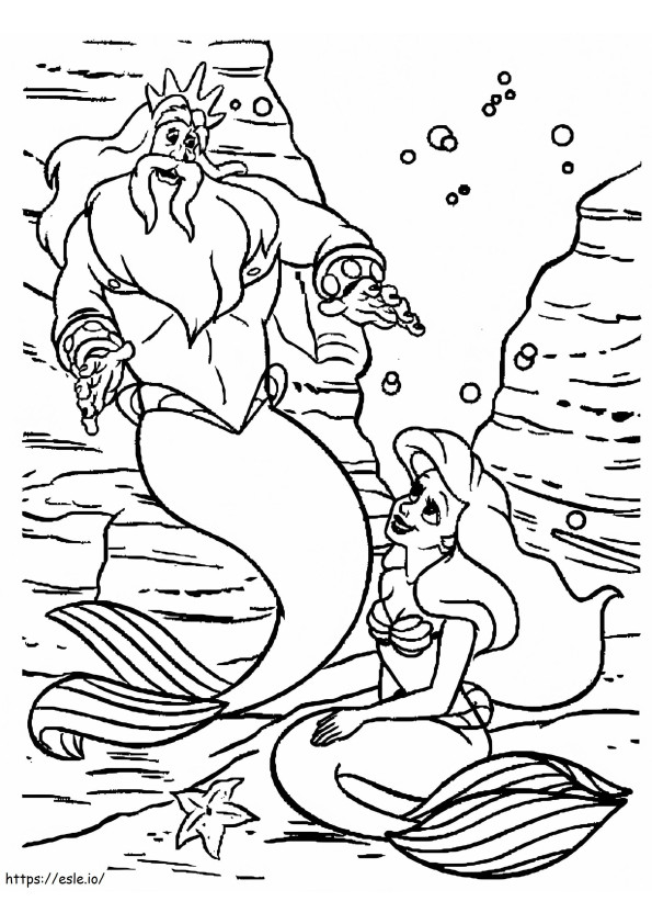 Drawing Mermaid And Father coloring page