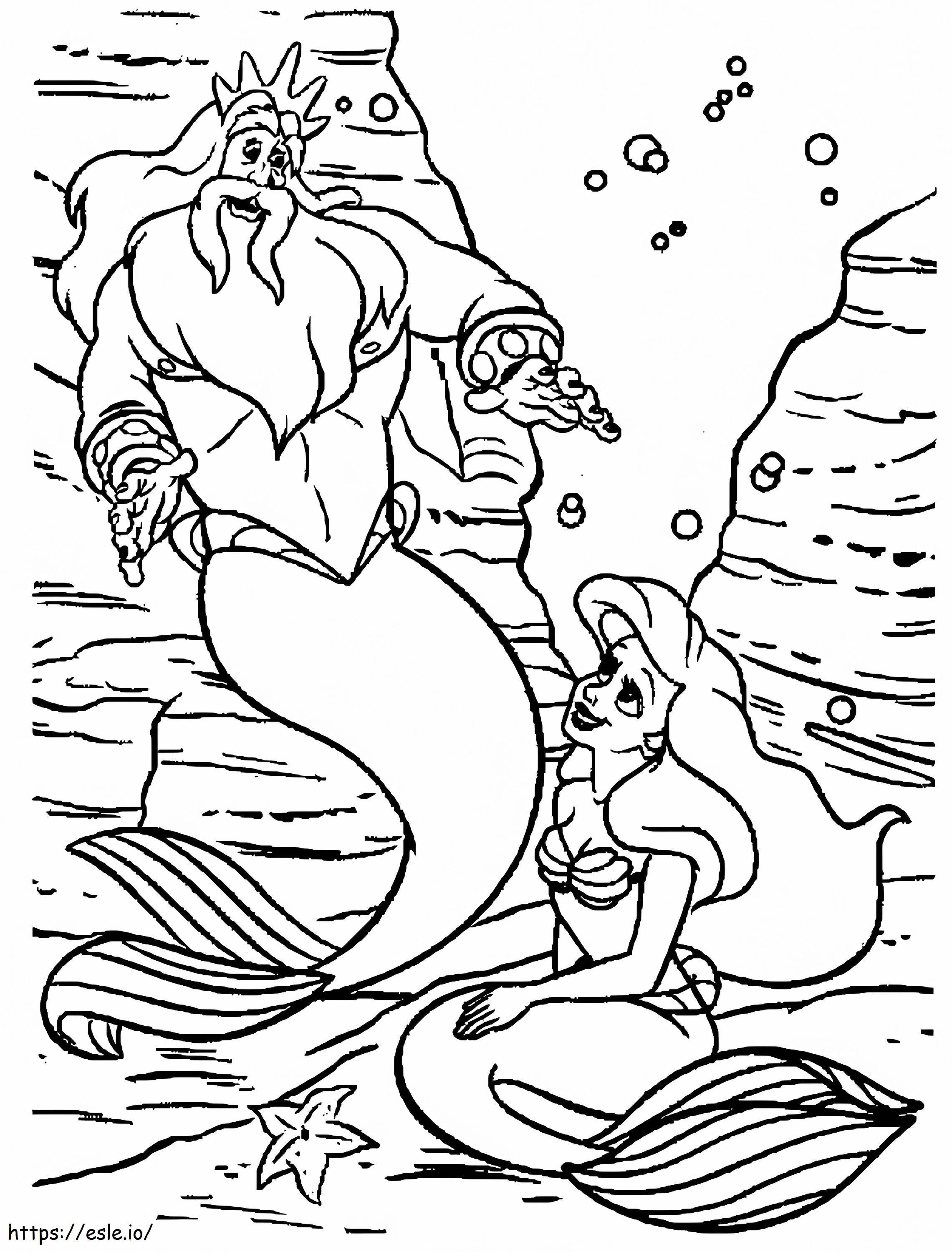 Drawing Mermaid And Father coloring page