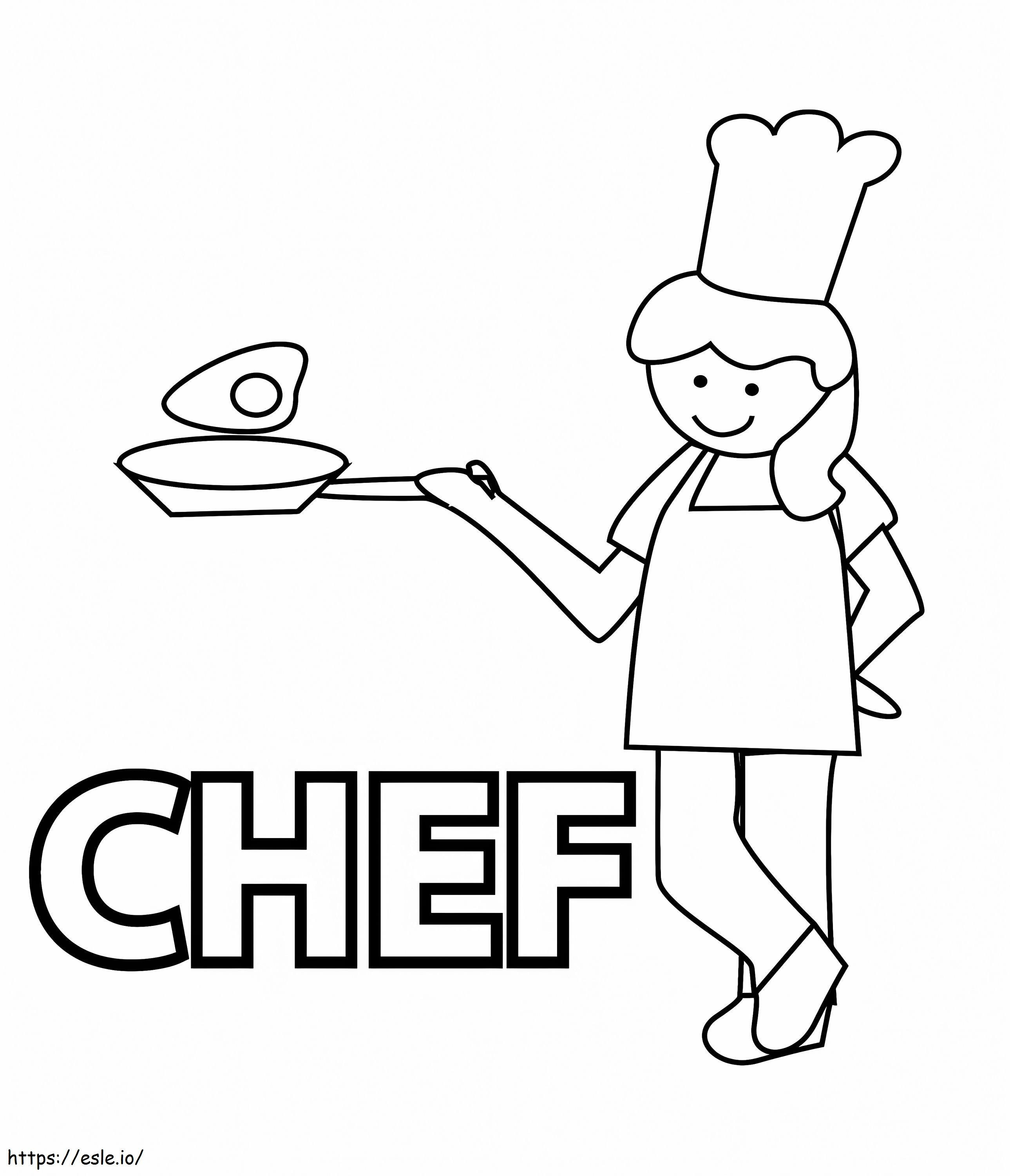 Beautiful Girl Chef coloring page
