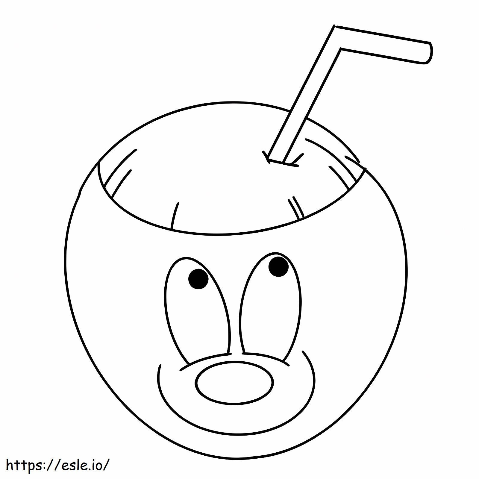 Smiling Coconut Drink coloring page