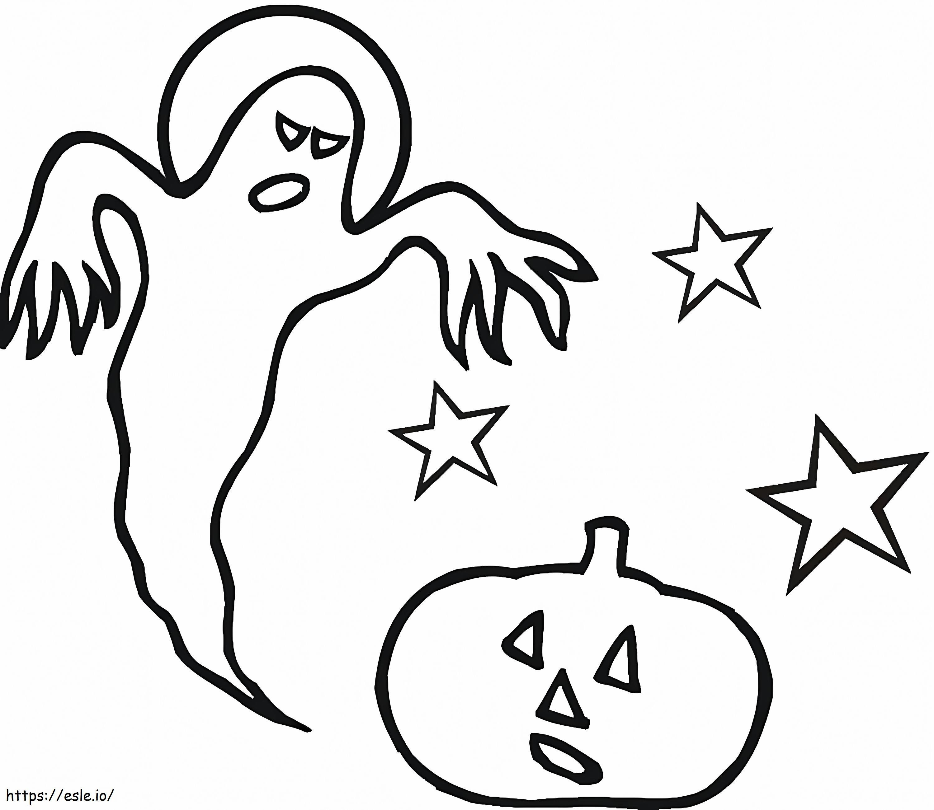 Desenho Fantasma Com Abóbora para colorir