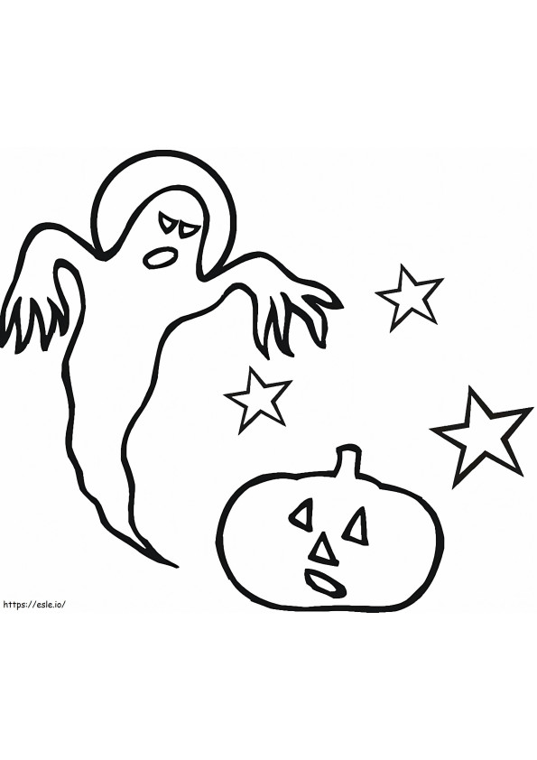 Ghost Drawing With Pumpkin coloring page
