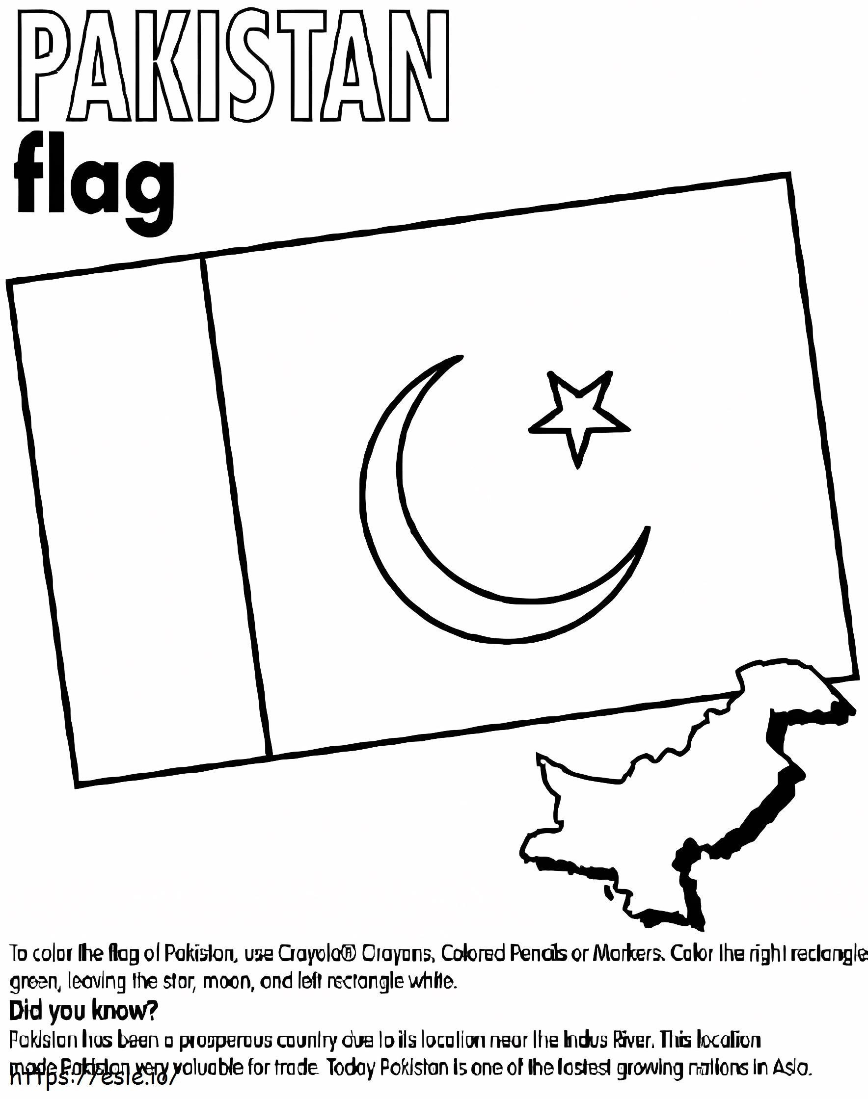 Drapel și hartă Pakistan de colorat