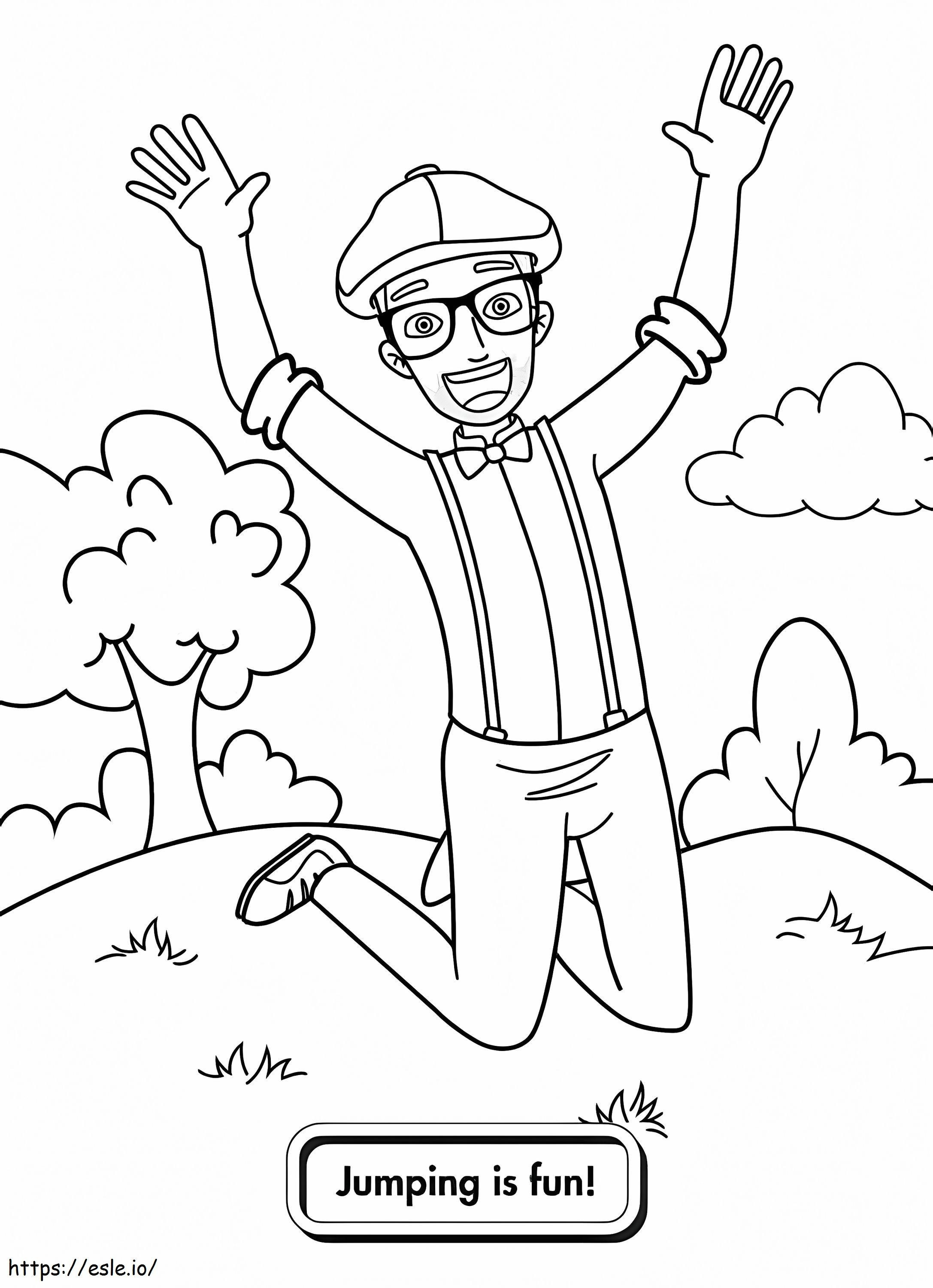 Jumping Blippi coloring page