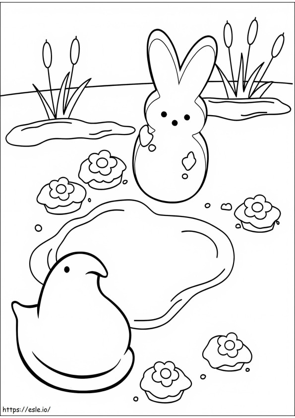 Peeps Chick And Bunny coloring page