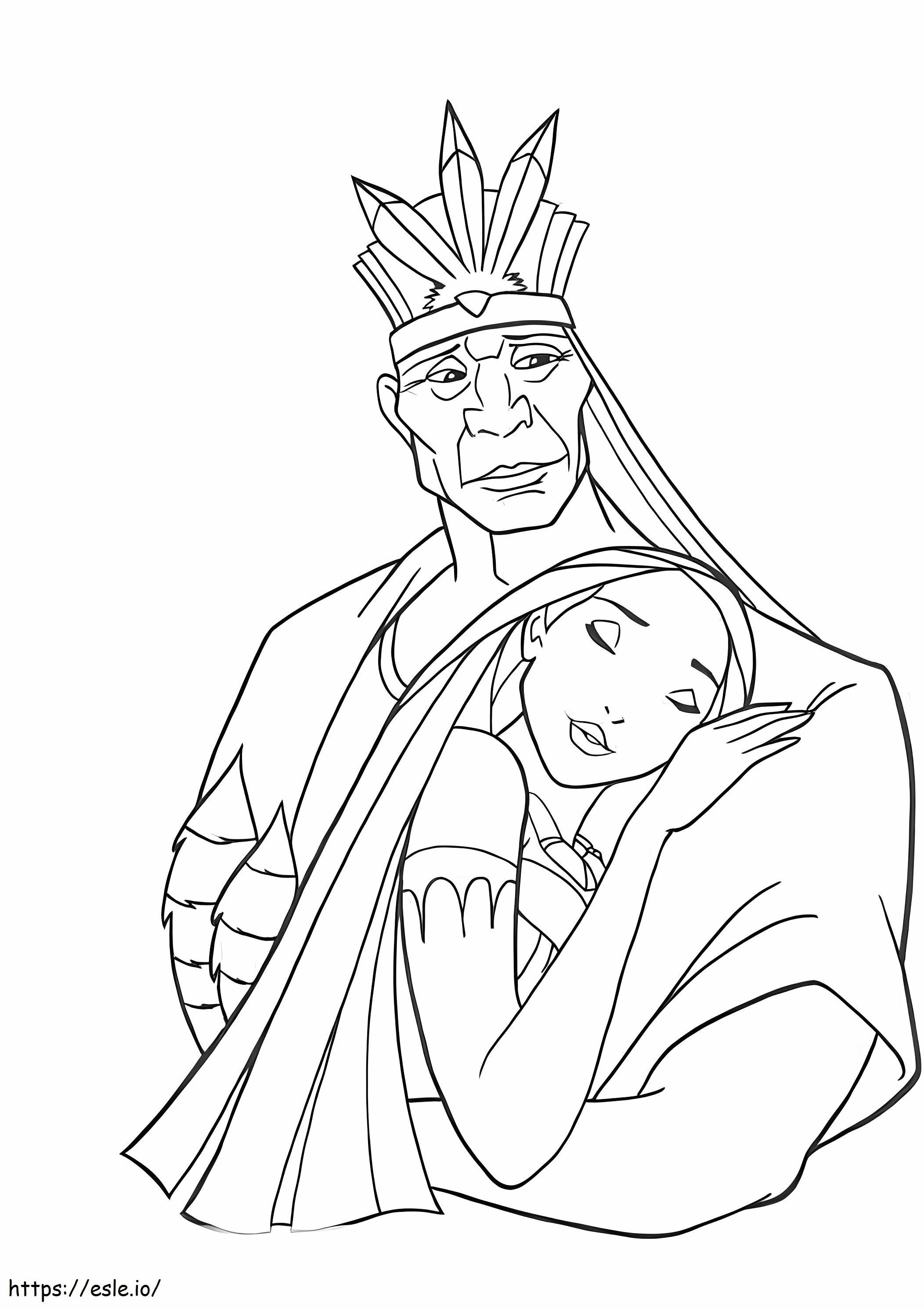 1561796450 Pocahontas And Her Father A4 coloring page