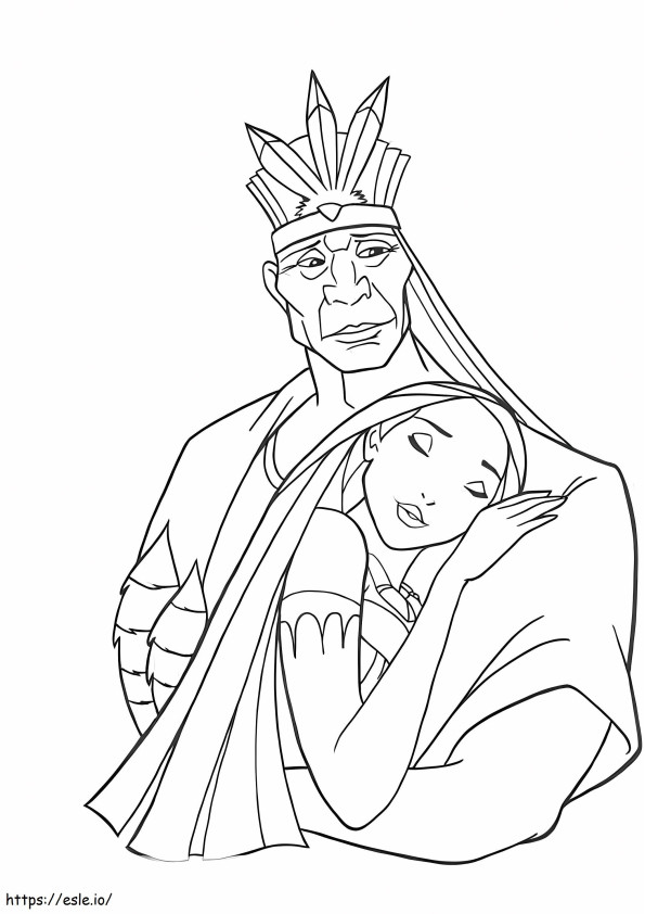 1561796450 Pocahontas And Her Father A4 coloring page