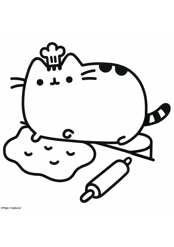 Pusheen Makes A Cake coloring page