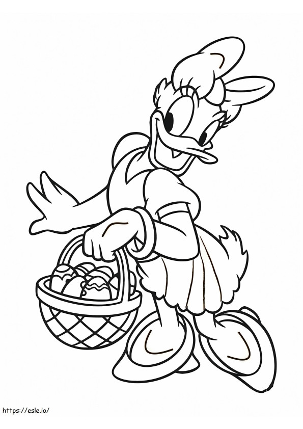 Pato Margarita llevando una cesta para colorear