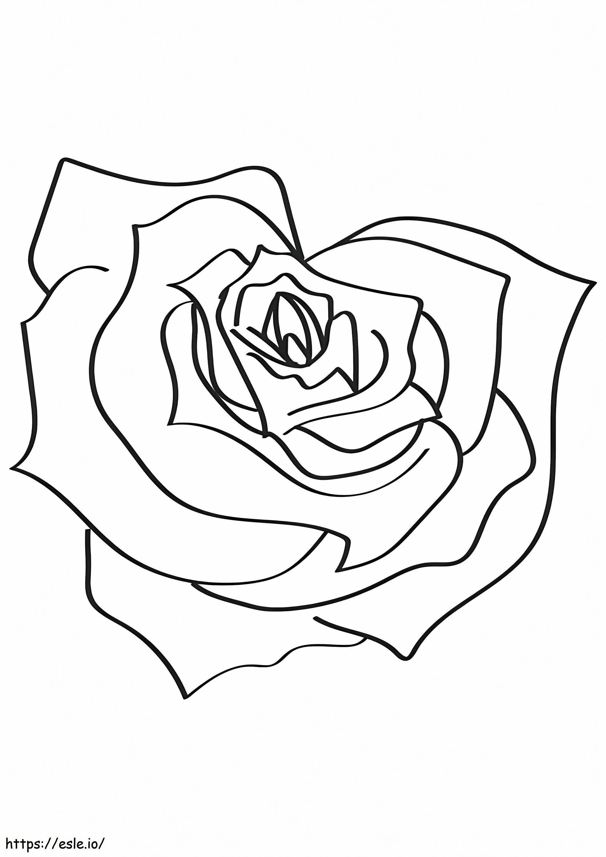 Trandafirul în formă de inimă de colorat