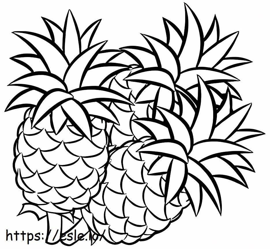 Coloriage Trois Ananas à imprimer dessin