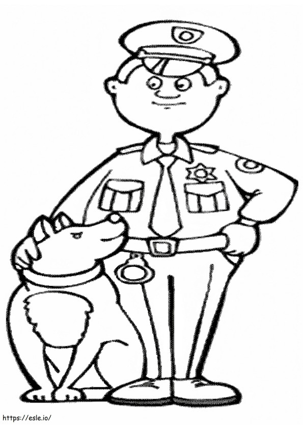 Polizia e cane da colorare