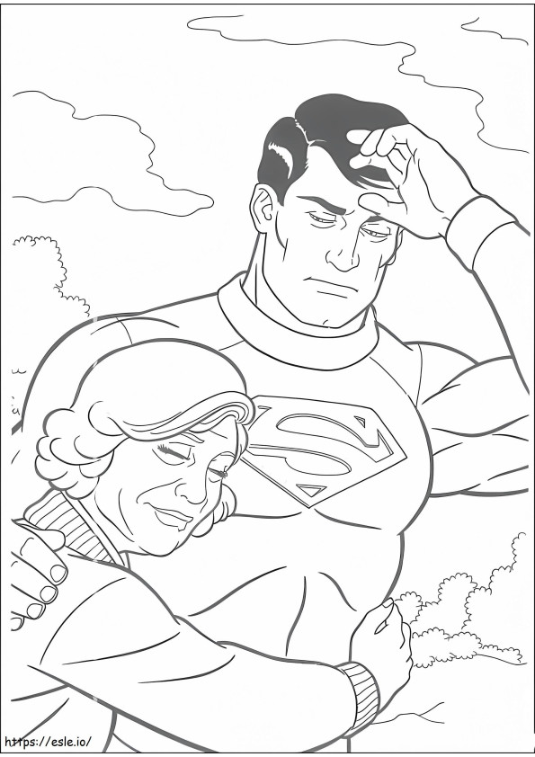 Superman salva uma mulher para colorir