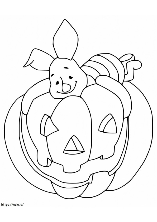Piglet On Pumpkin coloring page