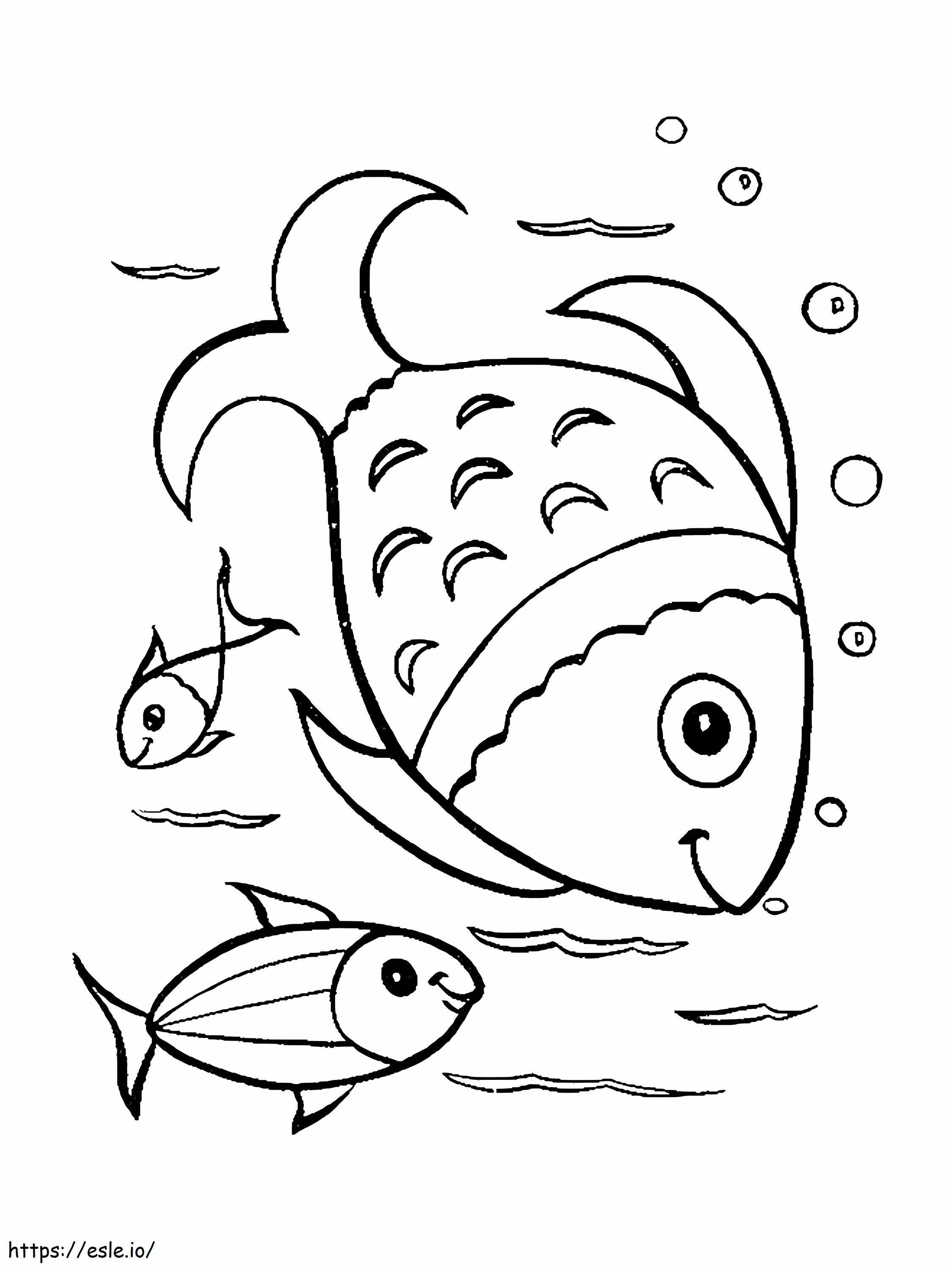 Coloriage Trois poissons dans la mer à imprimer dessin