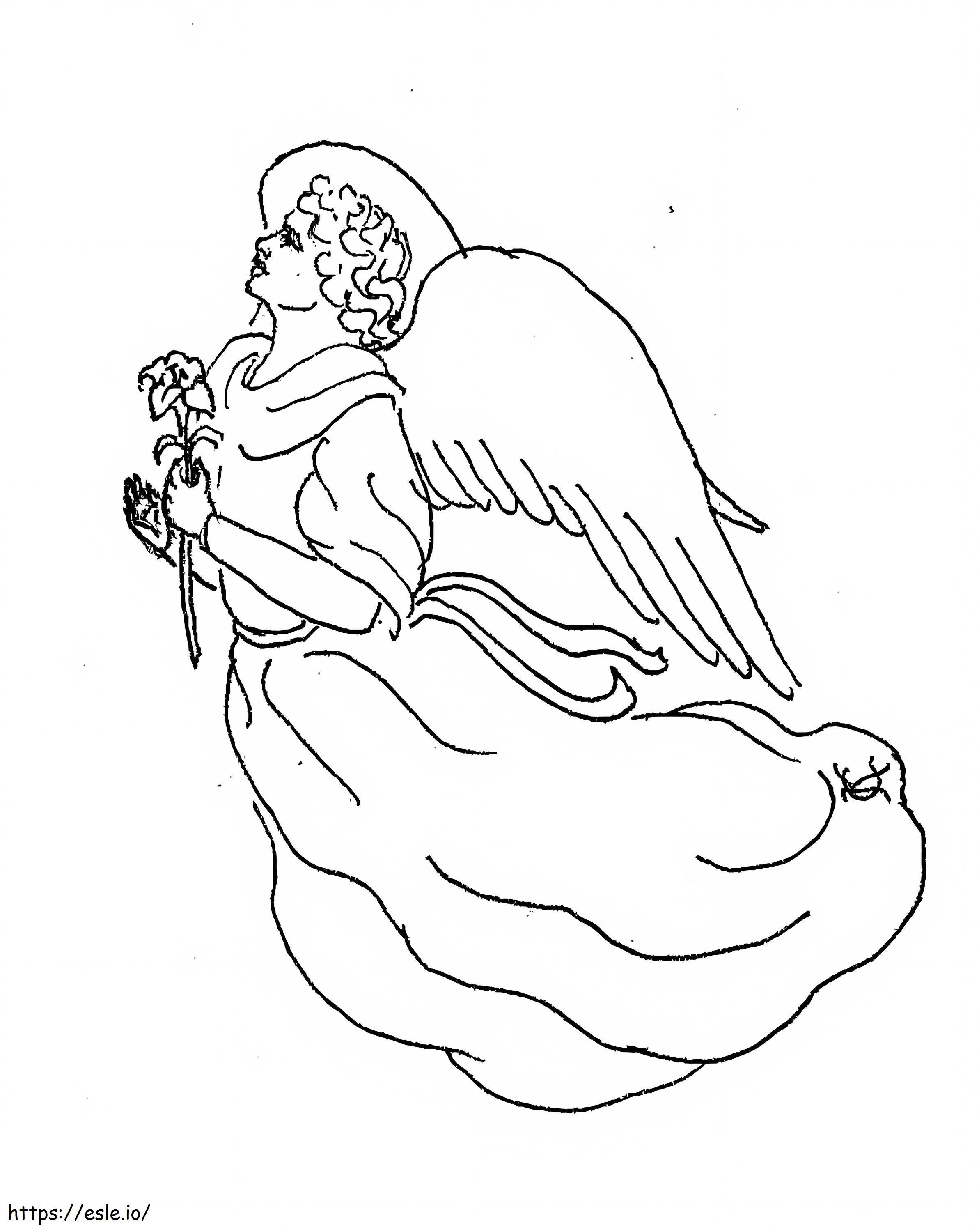 Engel, Der Eine Blume Hält ausmalbilder
