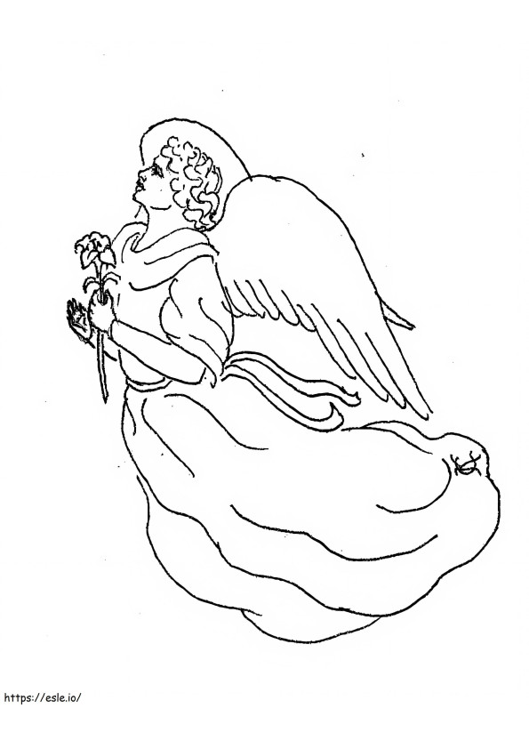 Ángel sosteniendo una flor para colorear