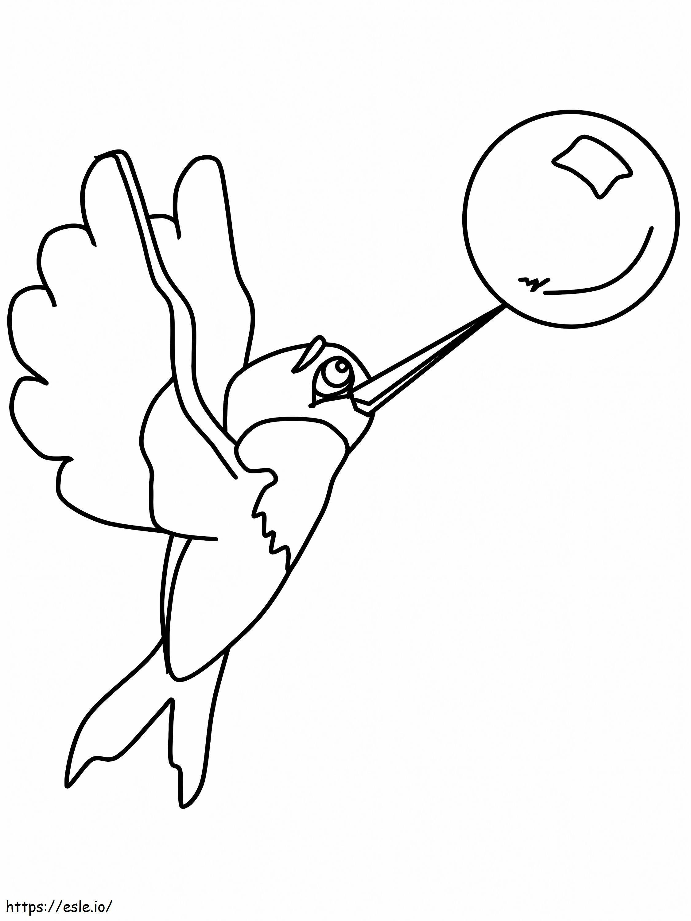 Hummingbird ja pallo värityskuva