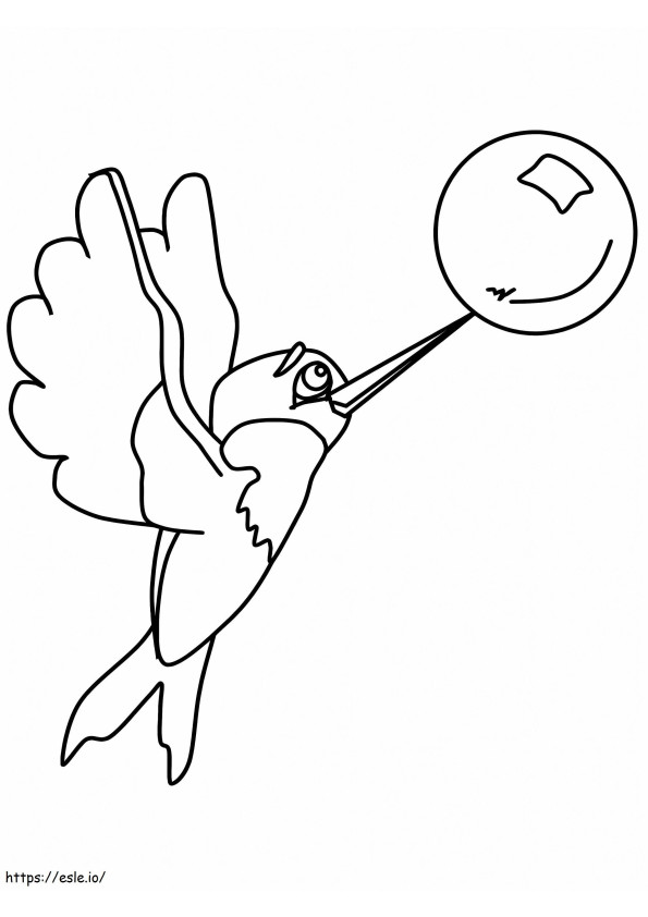 Coloriage Colibri avec ballon à imprimer dessin