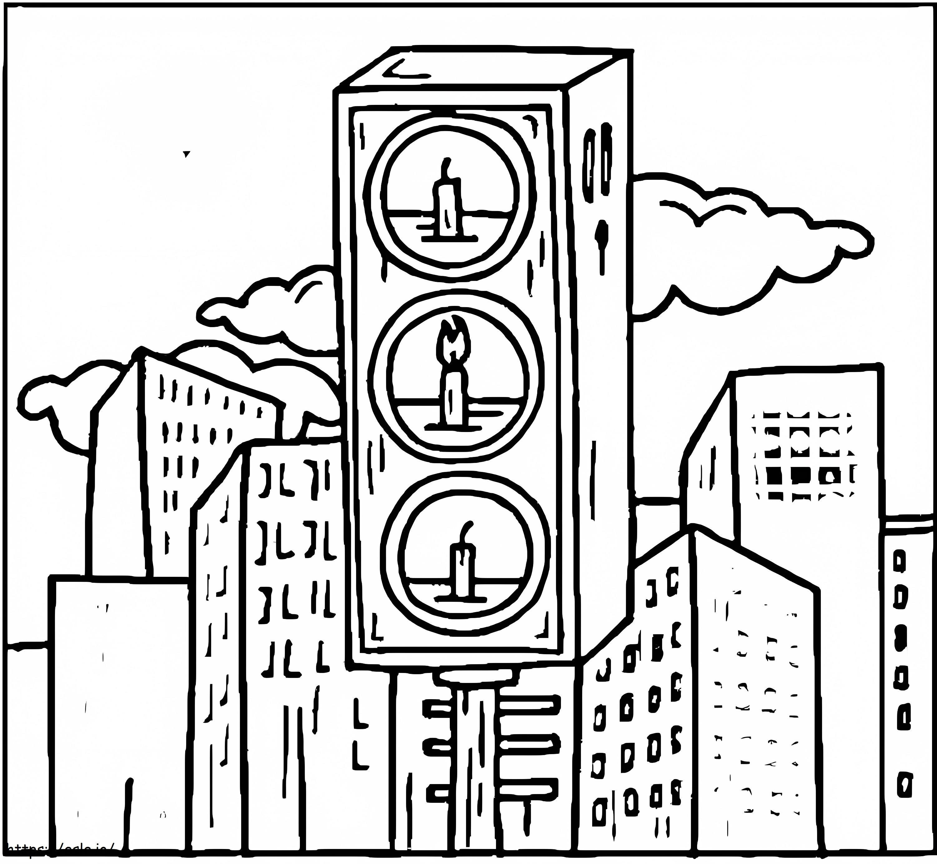 Traffic Light With Candles coloring page