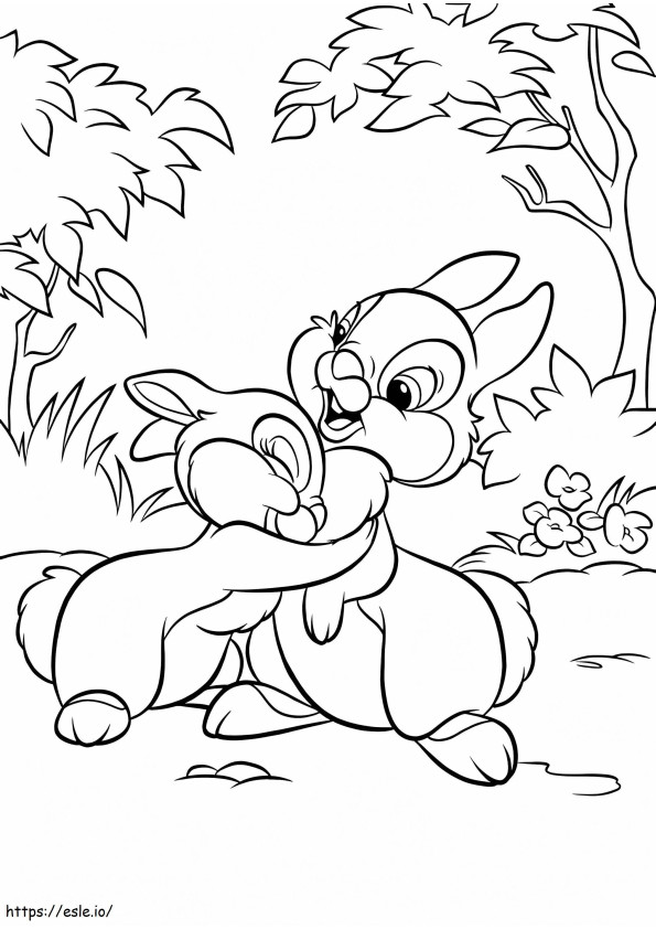 Domnișoară Bunny și Thumper de colorat