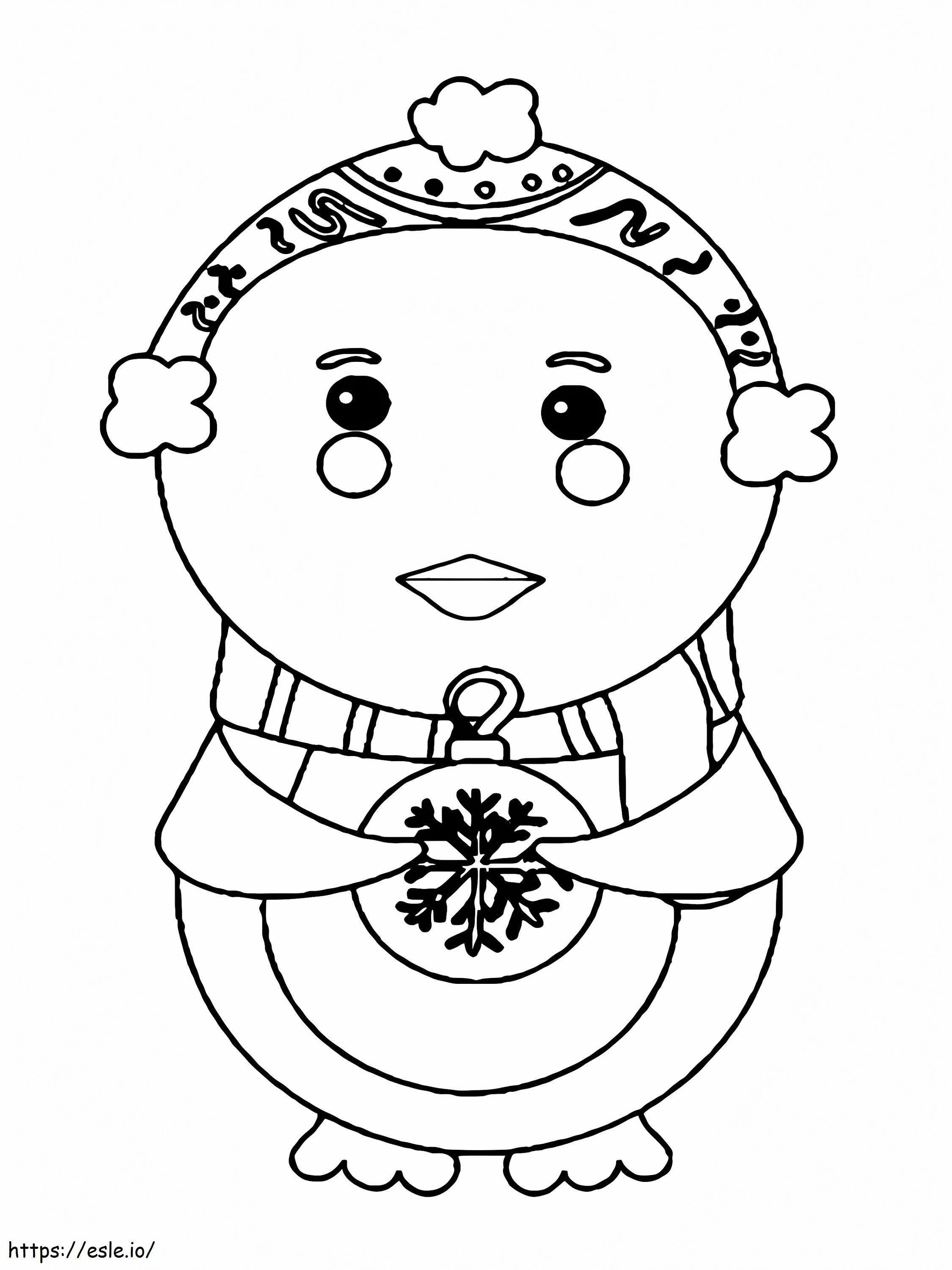 Coloriage Pingouin de Noël Kawaii à imprimer dessin