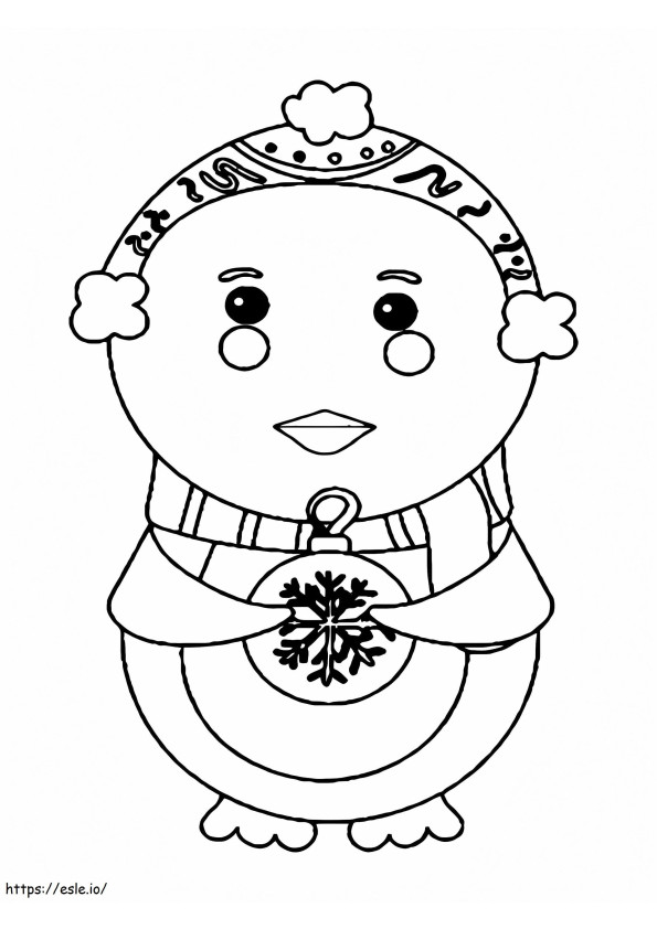 Coloriage Pingouin de Noël Kawaii à imprimer dessin