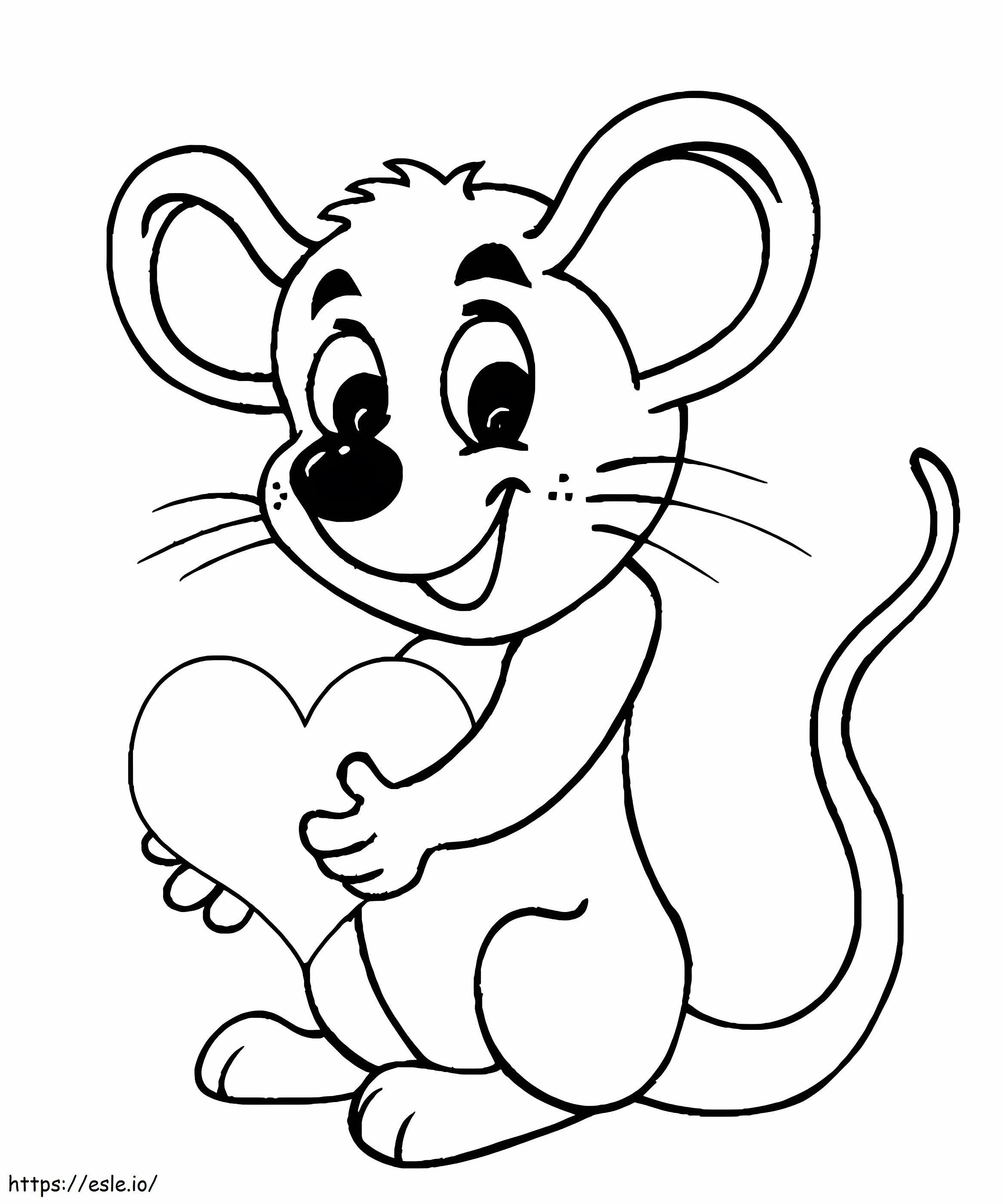 Grappige muis met hart kleurplaat kleurplaat