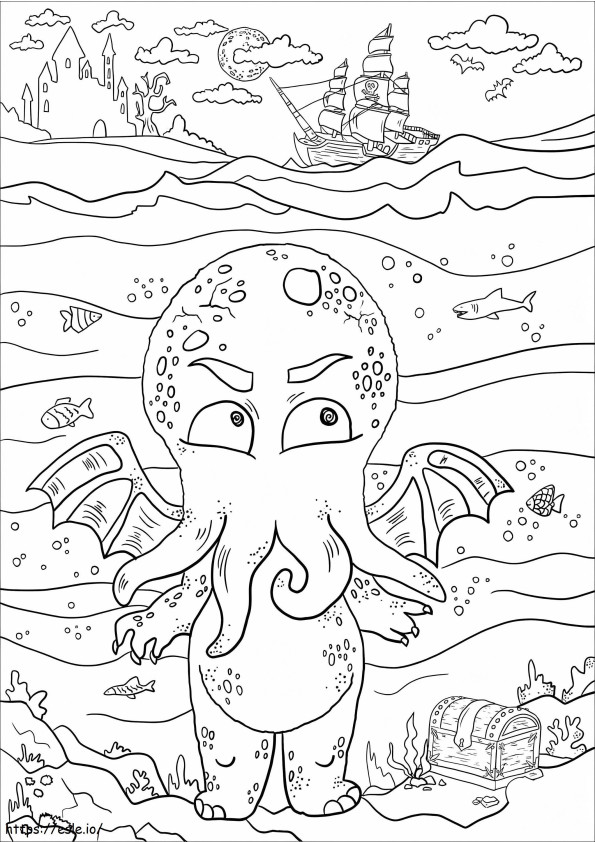 Lovely Cthulhu coloring page