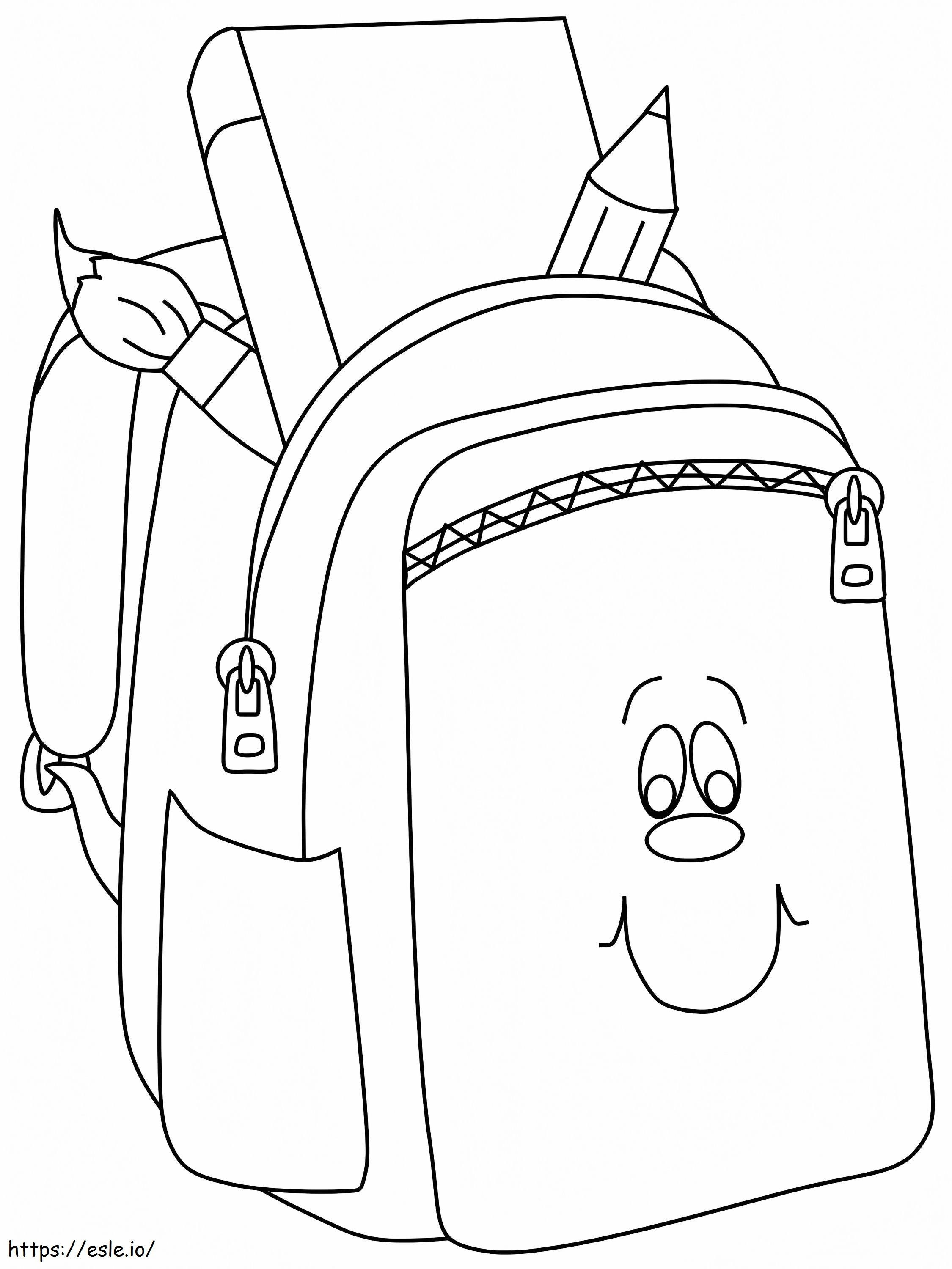Smiling School Bag coloring page