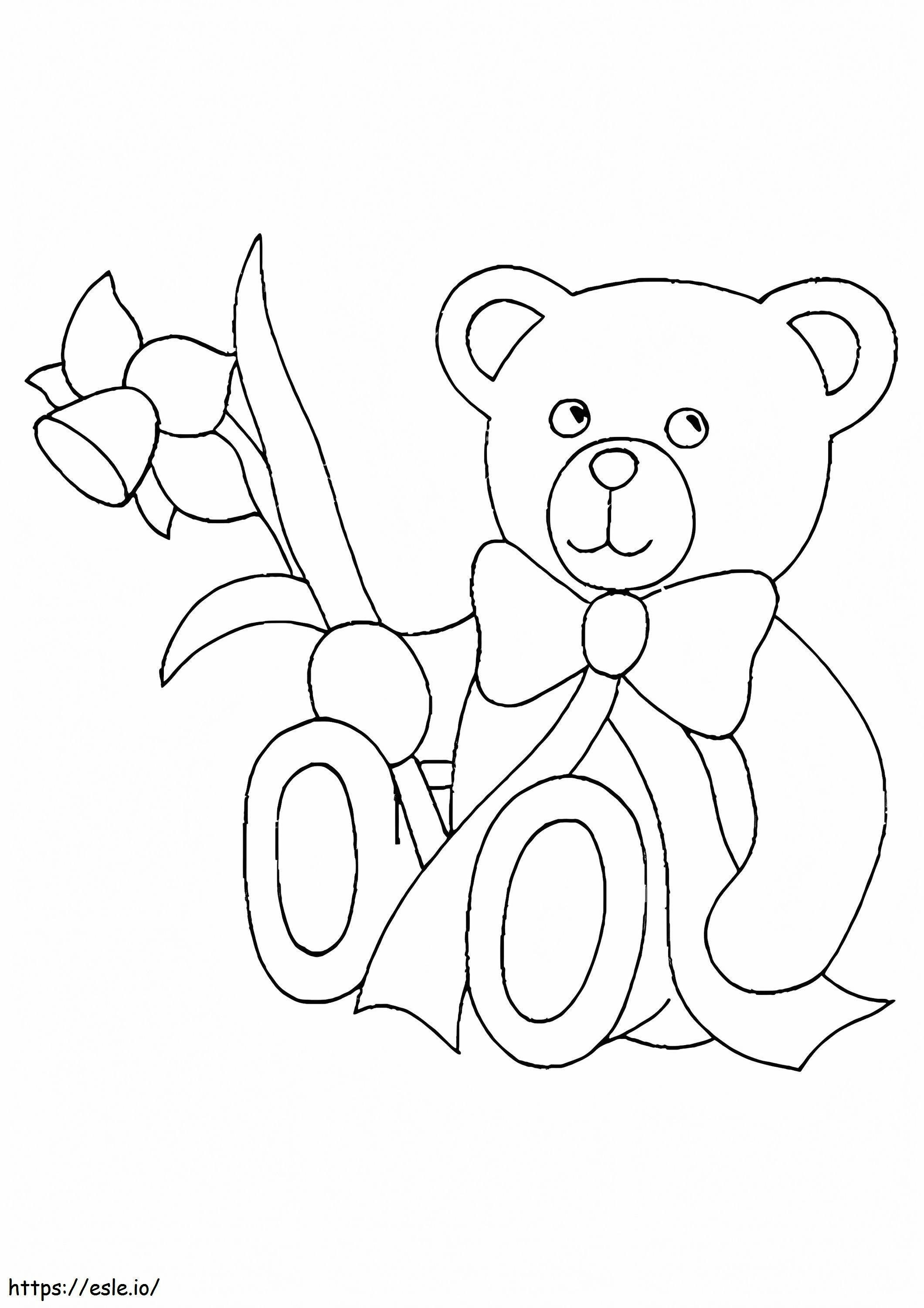 1526004963 Drăguțul ursuleț cu floare A4 de colorat