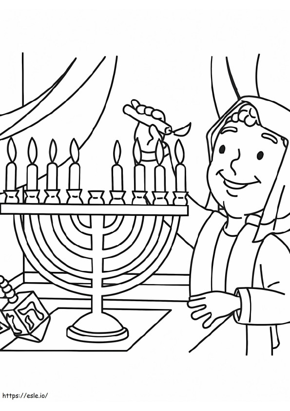Printează Hanukkah Menorah de colorat