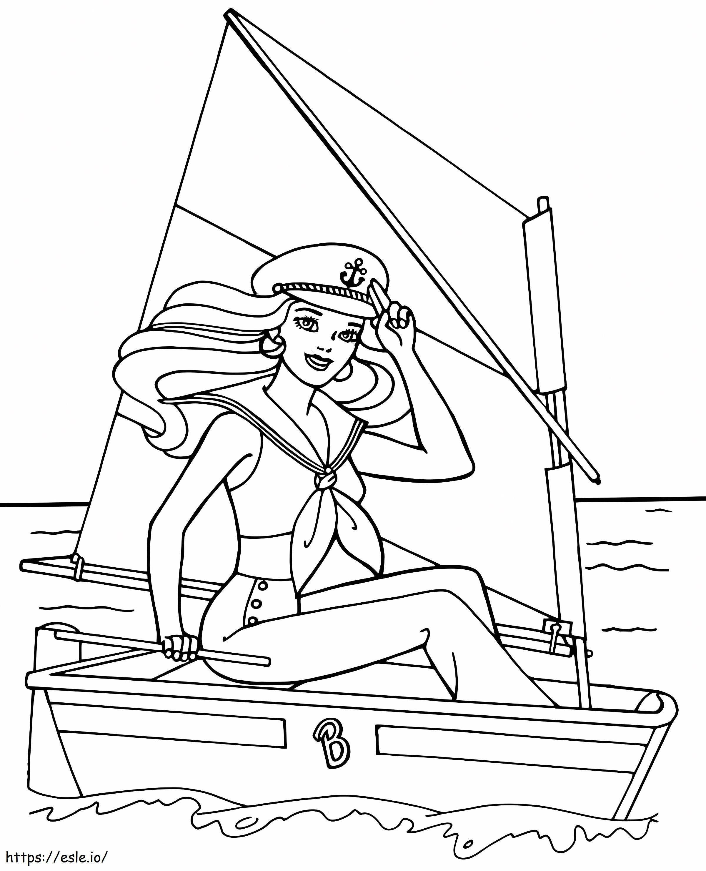 ヨットに乗ったバービー ぬりえ - 塗り絵