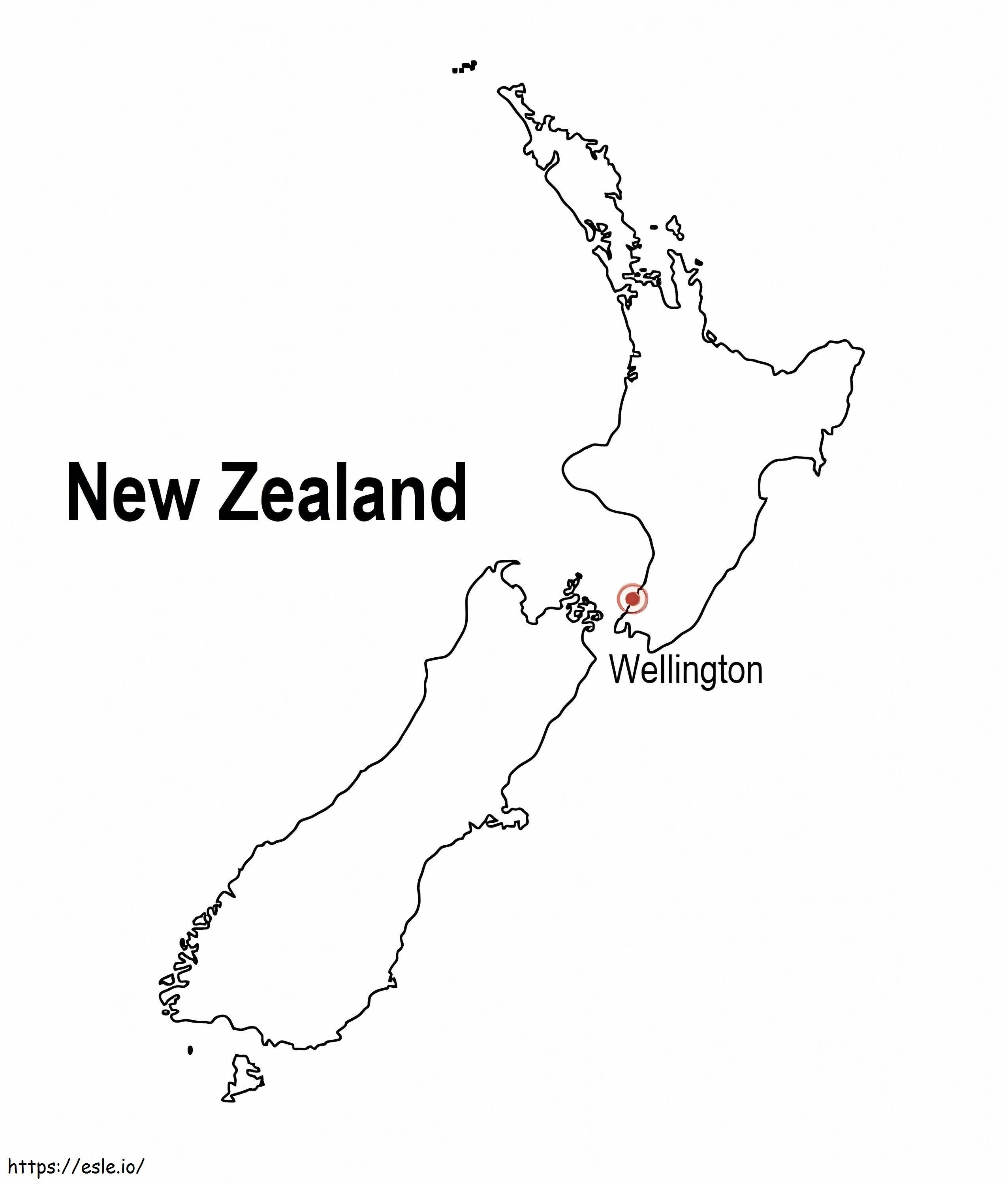 Mappa della Nuova Zelanda 3 da colorare