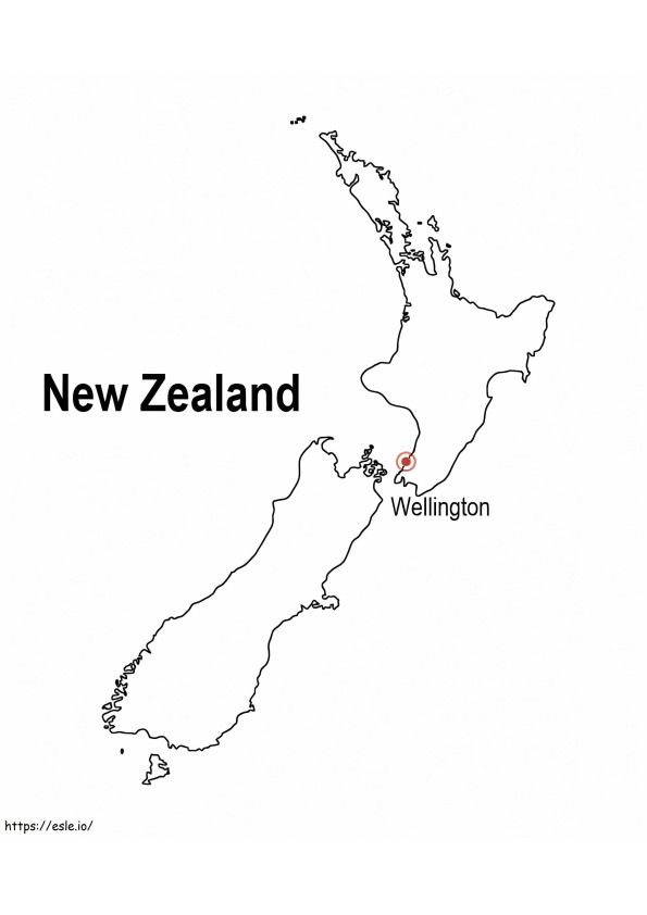 Mapa de Nueva Zelanda 3 para colorear