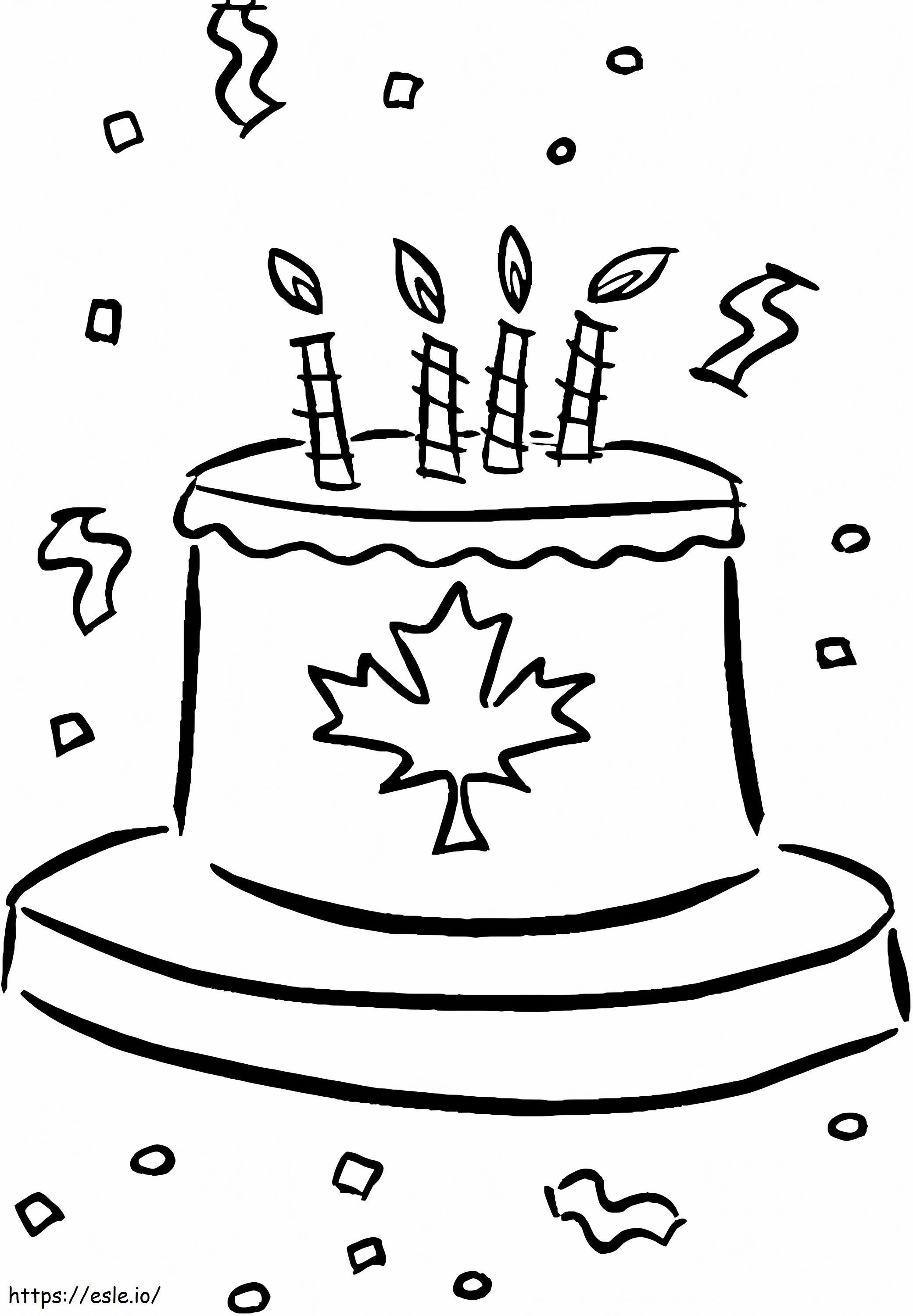 Kanadan päivän kakku värityskuva