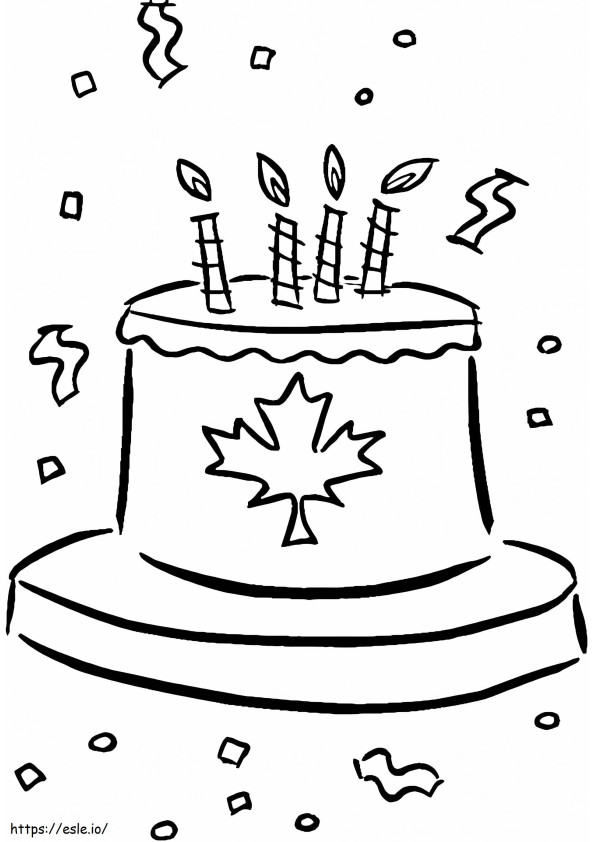 カナダデーのケーキ ぬりえ - 塗り絵