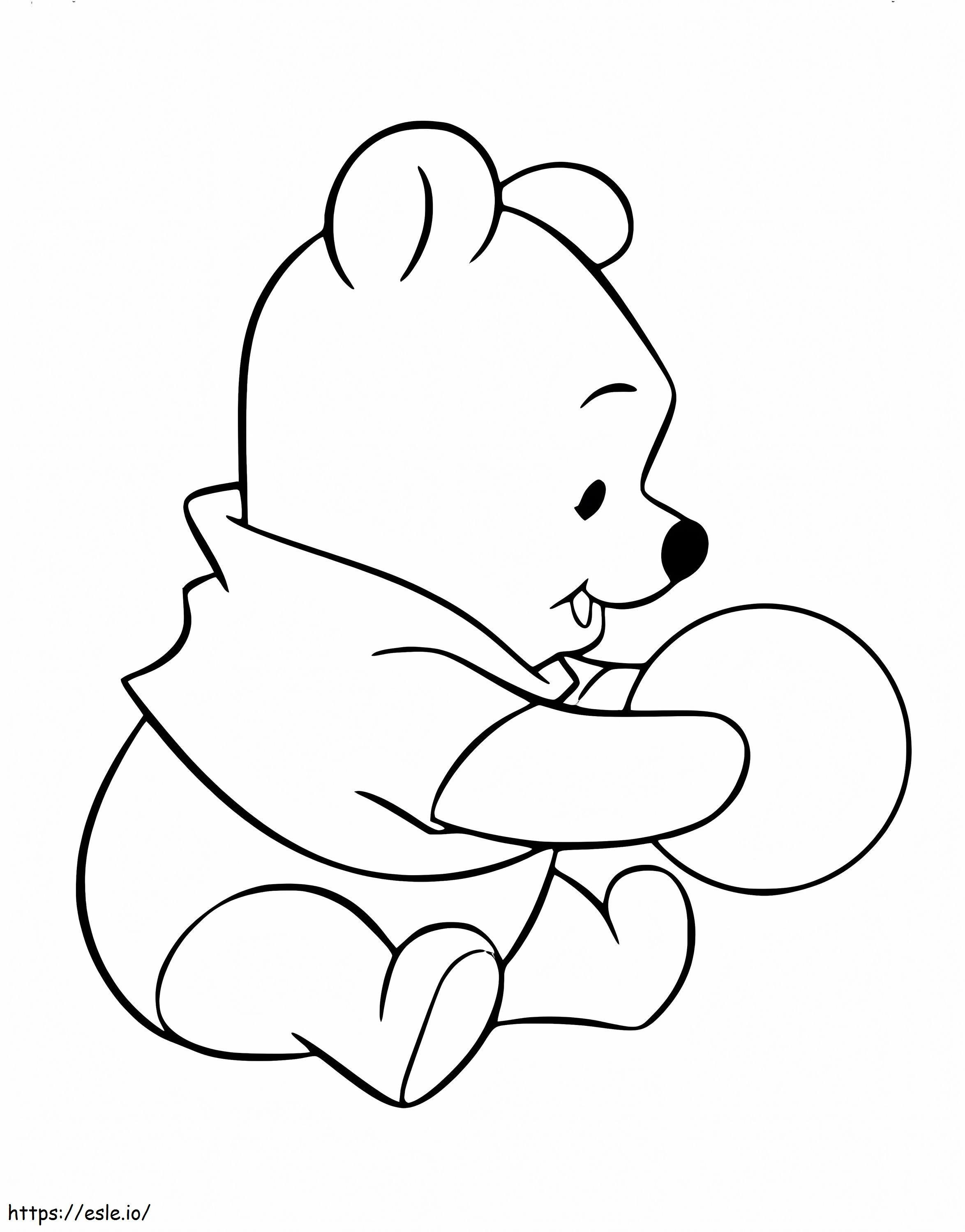 Coloriage Bébé Winnie l'ourson avec ballon à imprimer dessin