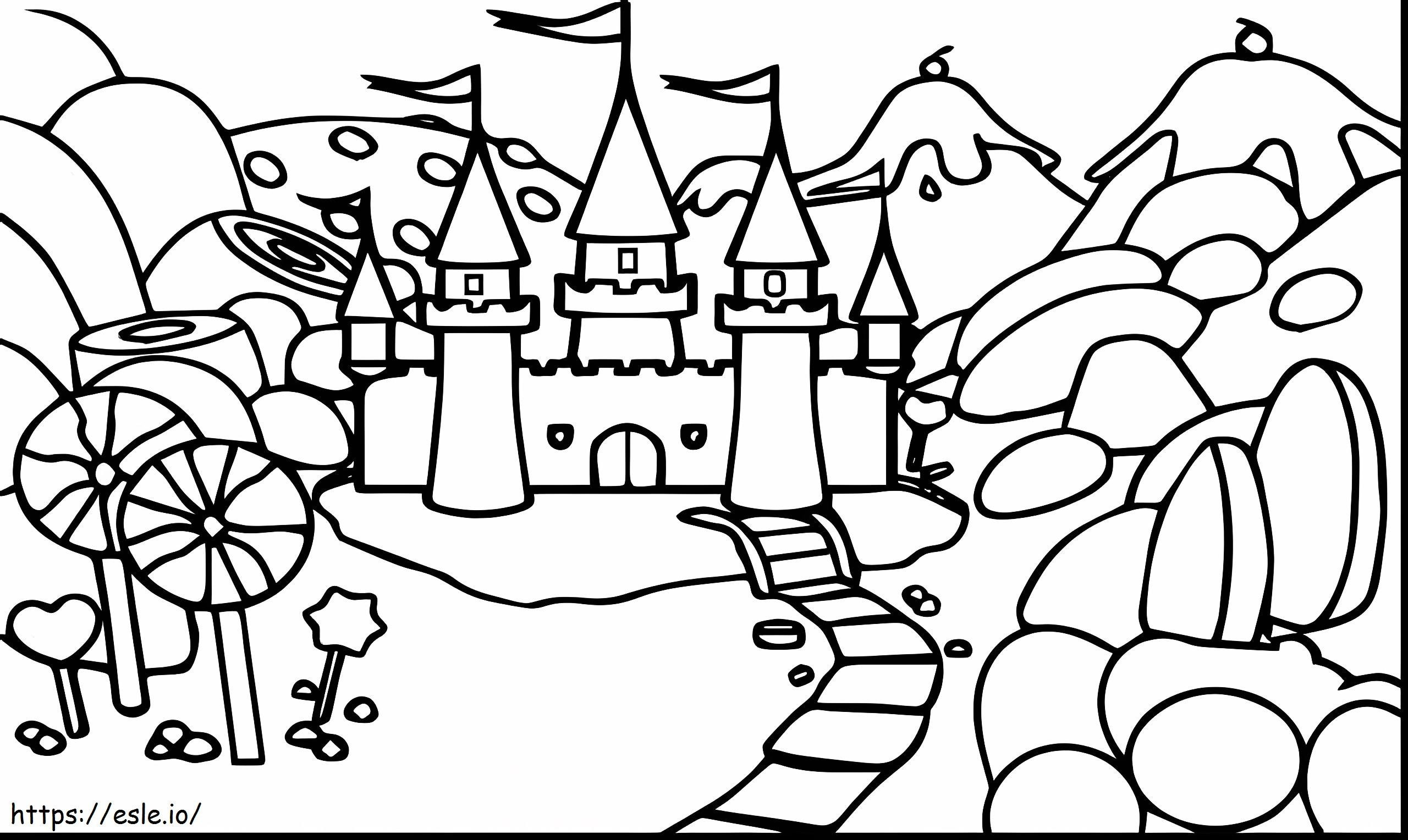 キャンディランドの城 ぬりえ - 塗り絵