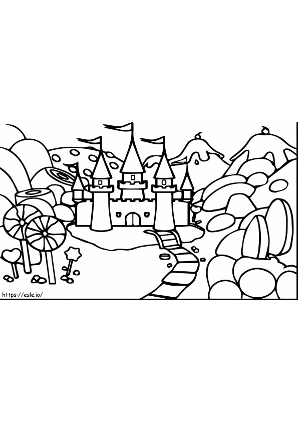 Castelul din Candyland de colorat